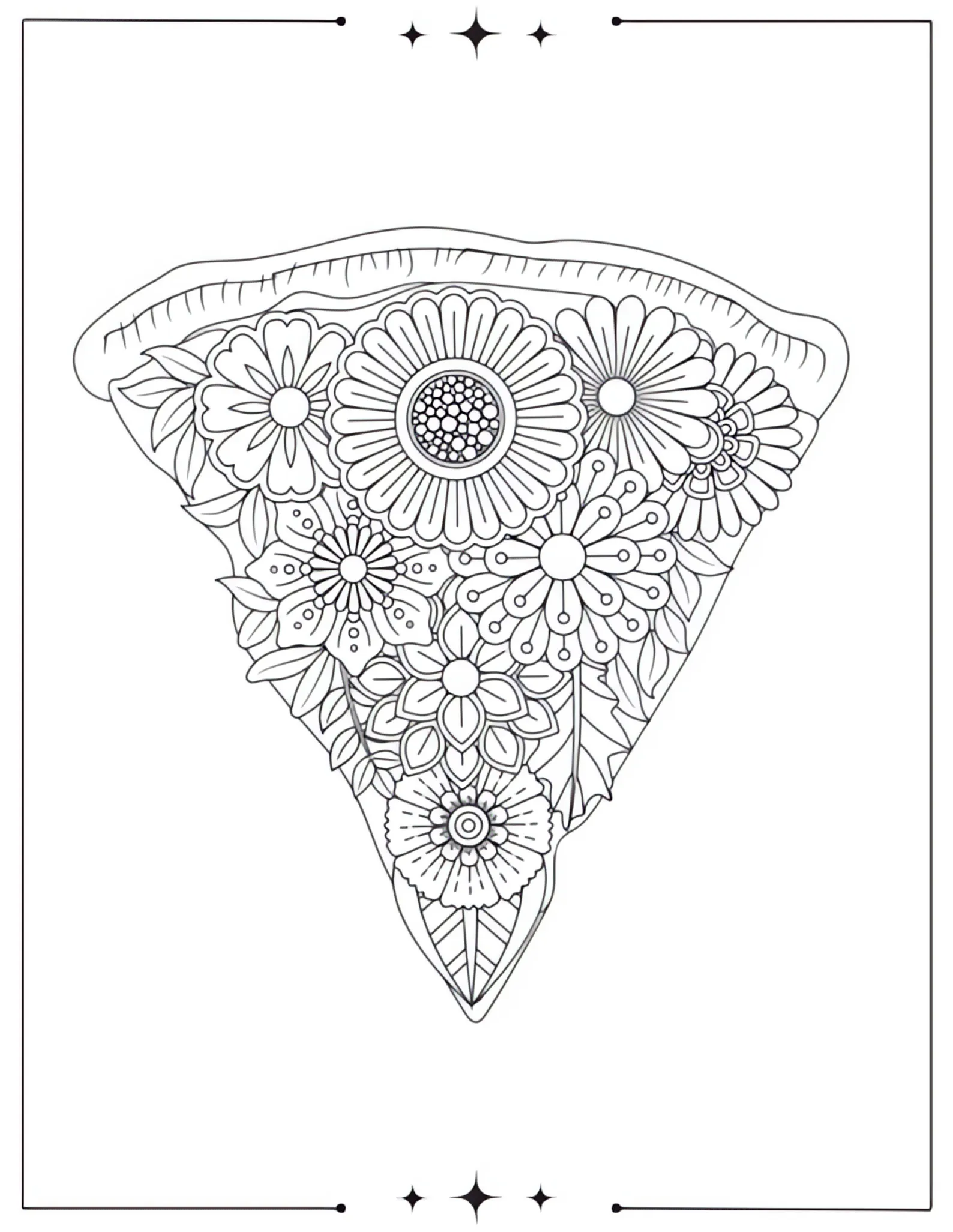 Stunning Aesthetic Coloring Pages to Calm Your Mind Aesthetic Floral Pizza Coloring Page for Adults