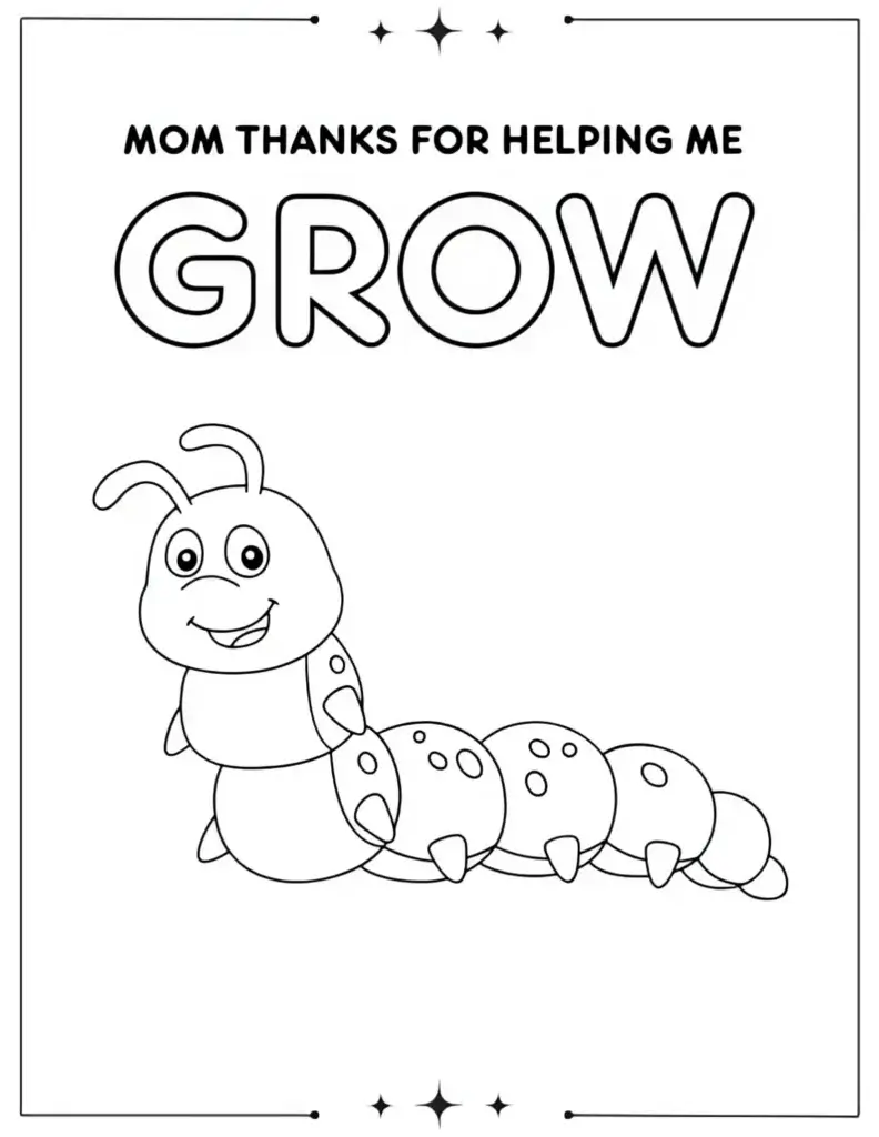 Mother’s Day Coloring Pages Baby Caterpillar Celebrates Mom Coloring Page for Preschoolers