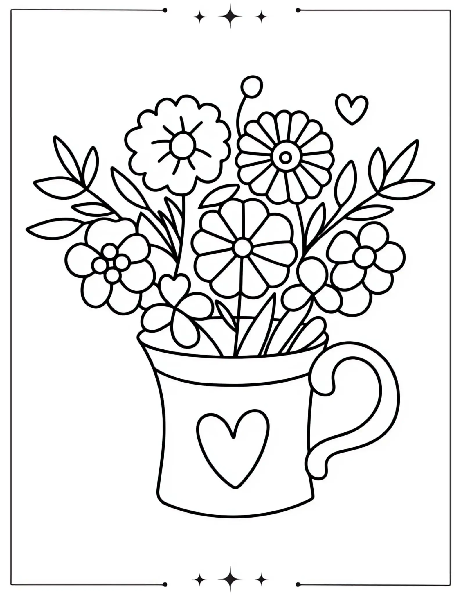 Mother’s Day Coloring Pages Bouquet of Flowers for Mom Coloring Page