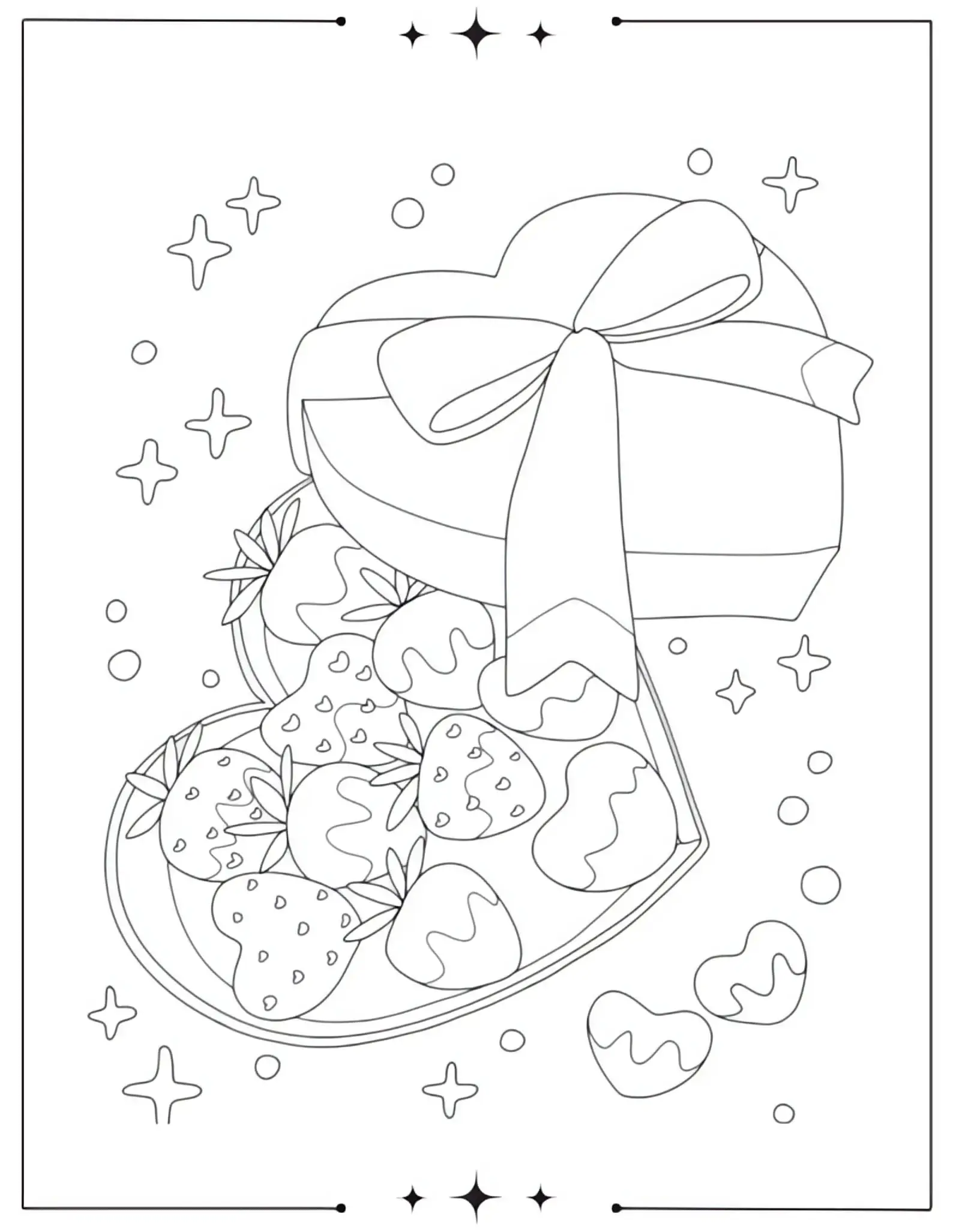 Box of Chocolate Covered Strawberries Coloring Page