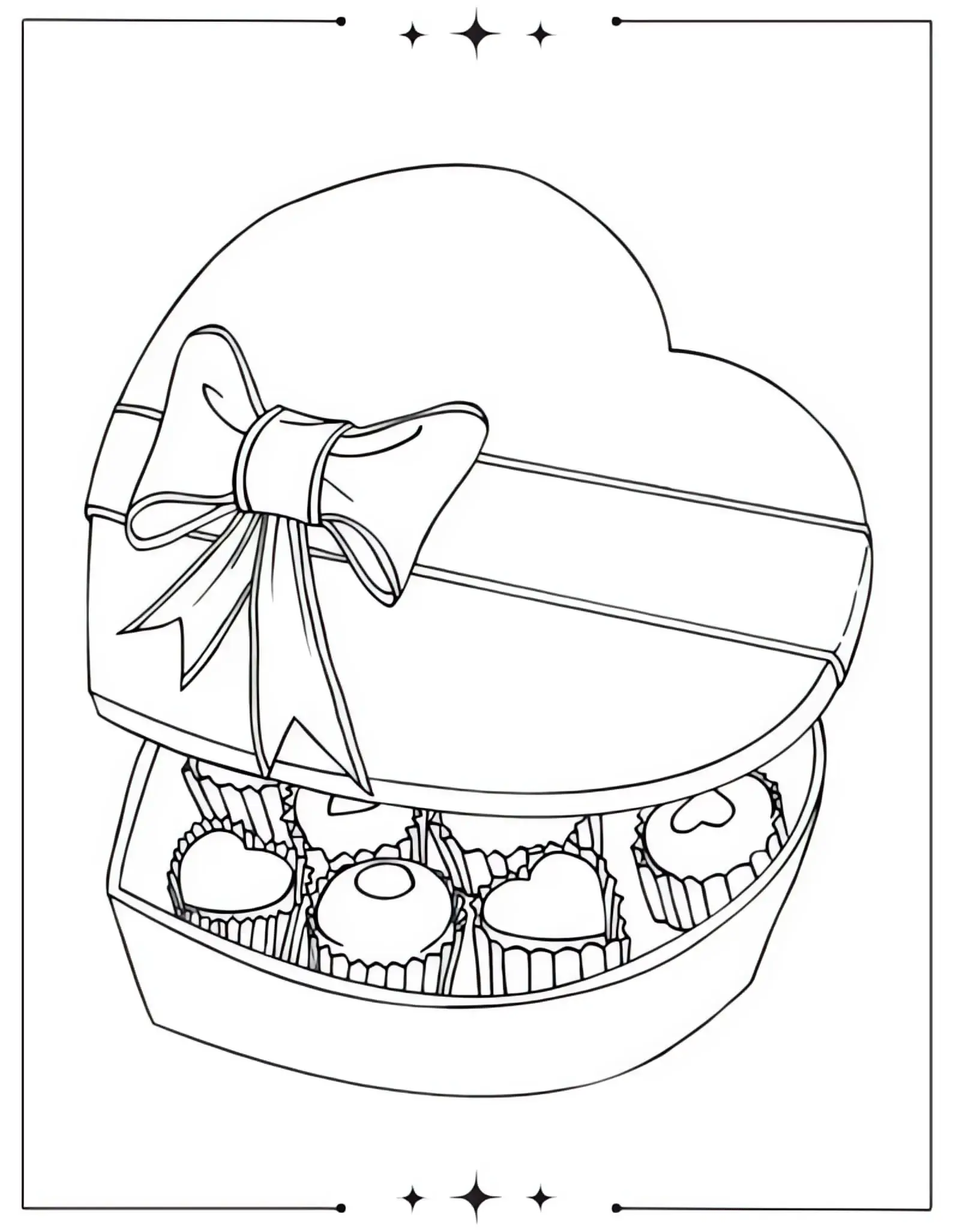 Cute Box of Chocolates Coloring Page