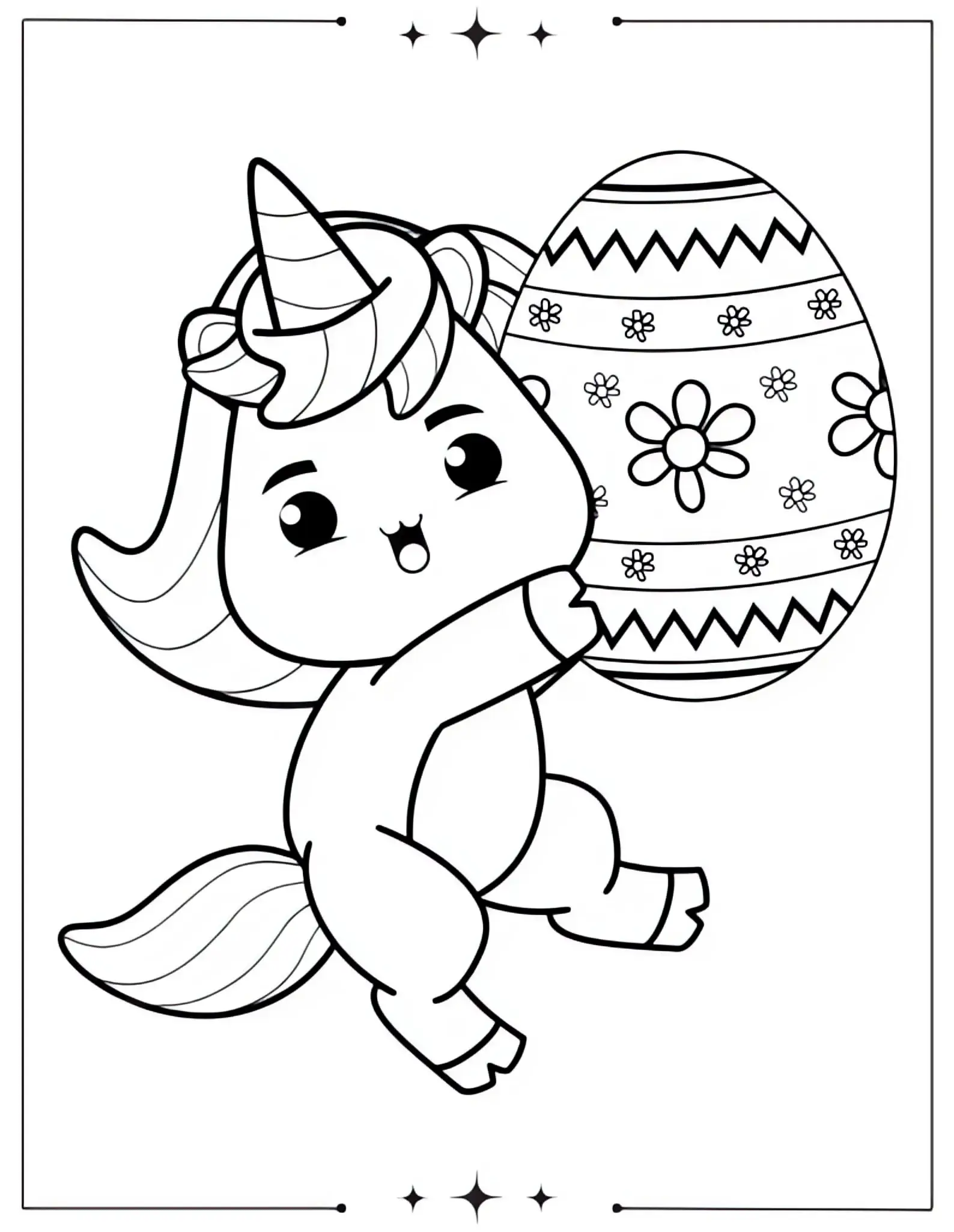 Cute Bunny HoldinChick and Easter Egg Coloring Page for Kidsg Egg with Bow Coloring Page