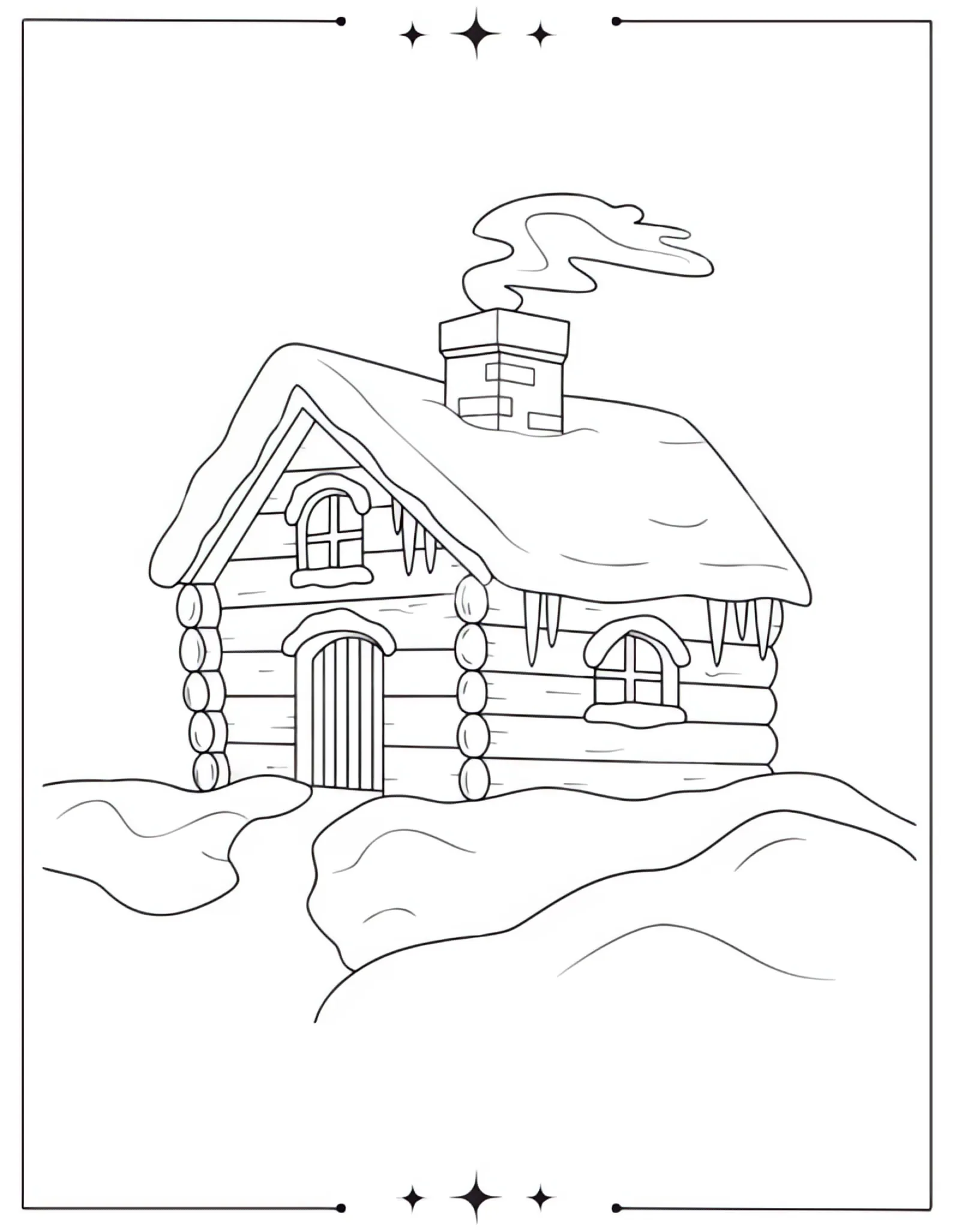 Stunning Aesthetic Coloring Pages to Calm Your Mind Cute Cozy Cottage with Smoking Chimney Coloring Page