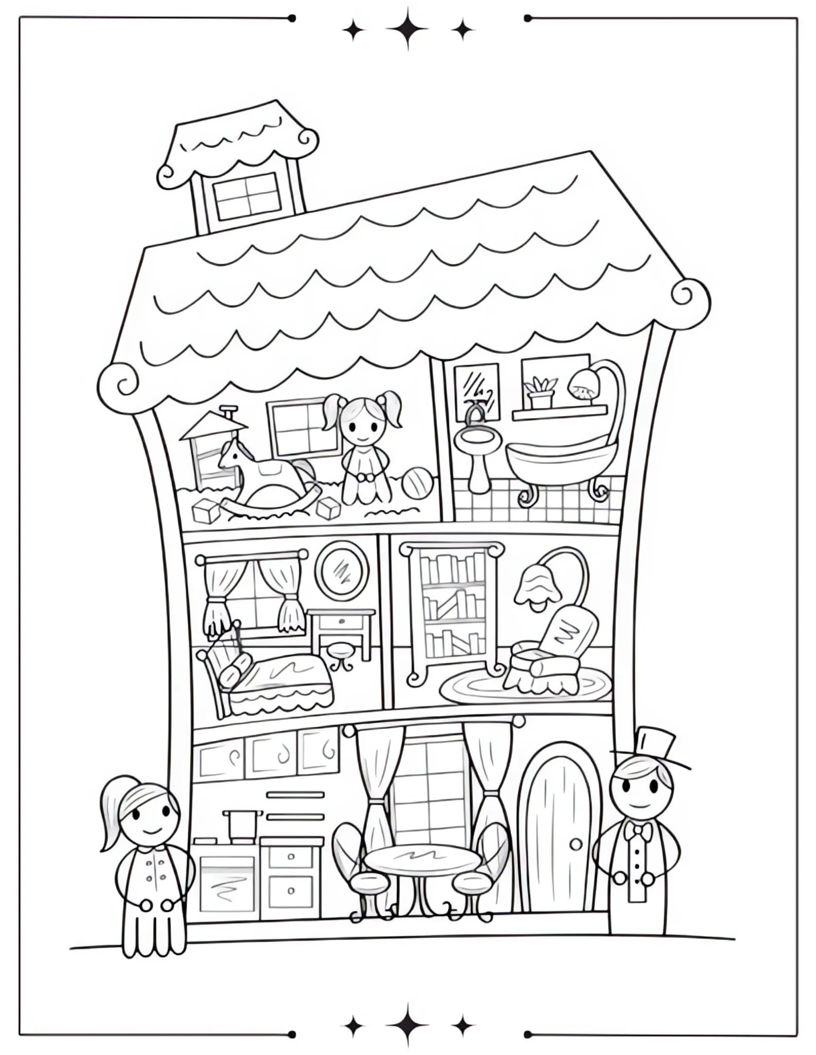 Stunning Aesthetic Coloring Pages to Calm Your Mind Cute Dollhouse Coloring Page