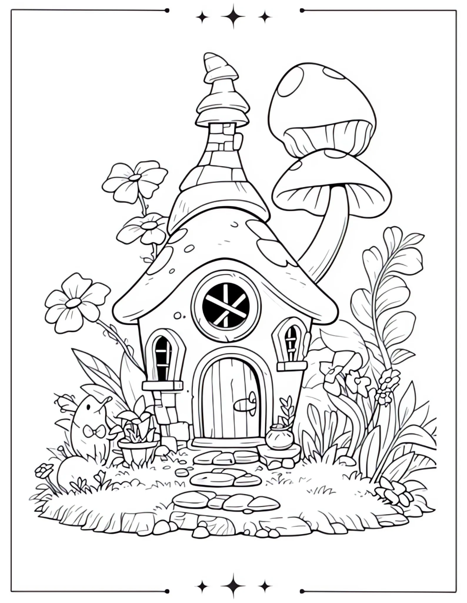 Stunning Aesthetic Coloring Pages to Calm Your Mind Cute Fairy House Coloring Page