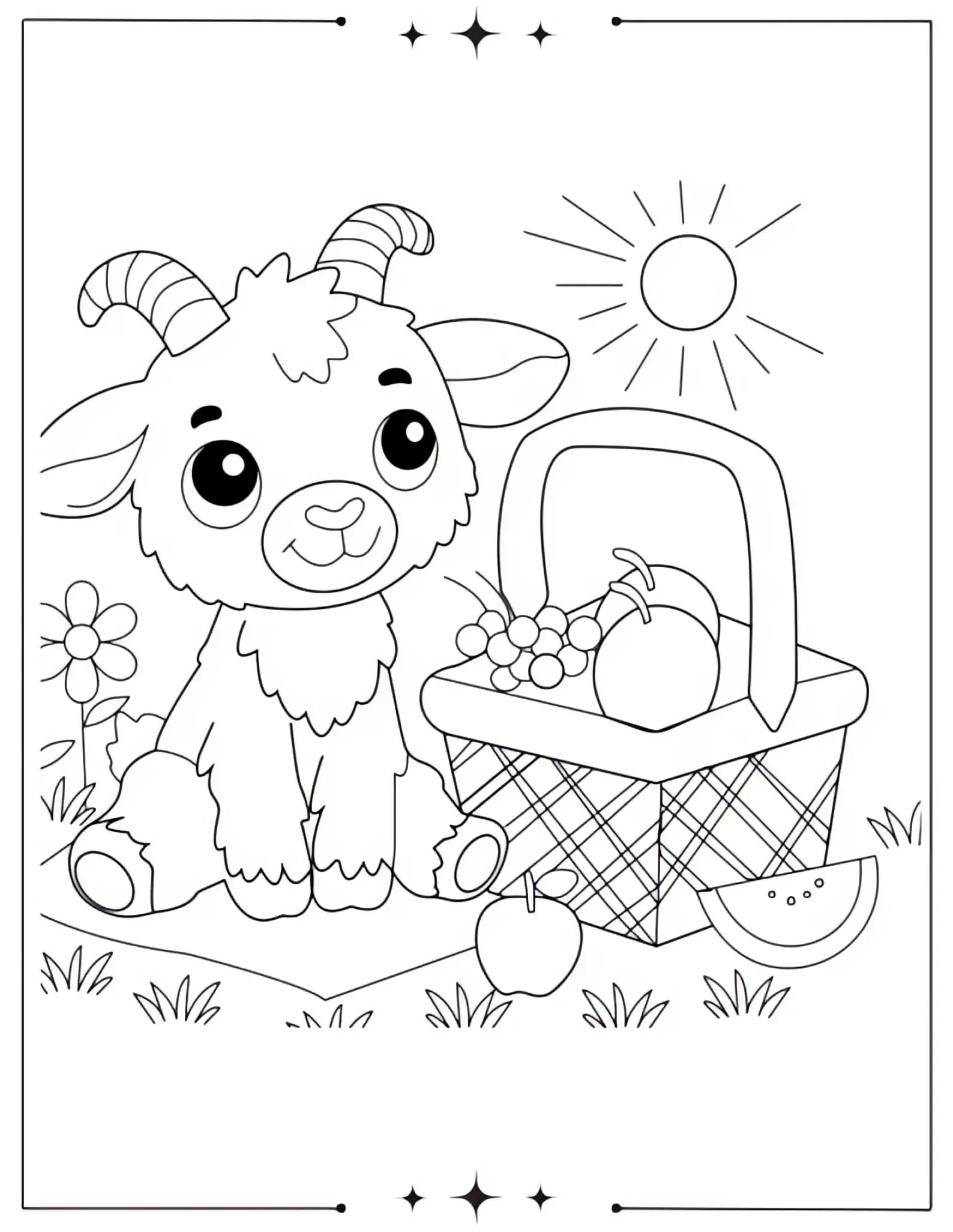 Beautiful Spring Coloring Pages Full of Bloom & Fun Cute Lamb with Basket of Flowers Coloring Page