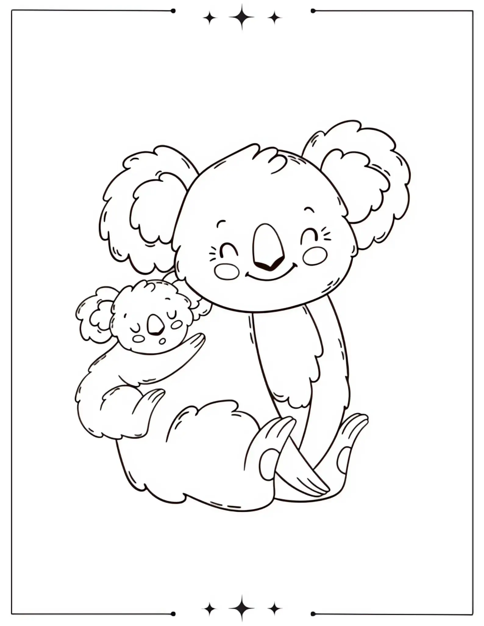 Mother’s Day Coloring Pages Cute Mom and Baby Koala Mother’s Day Coloring Page