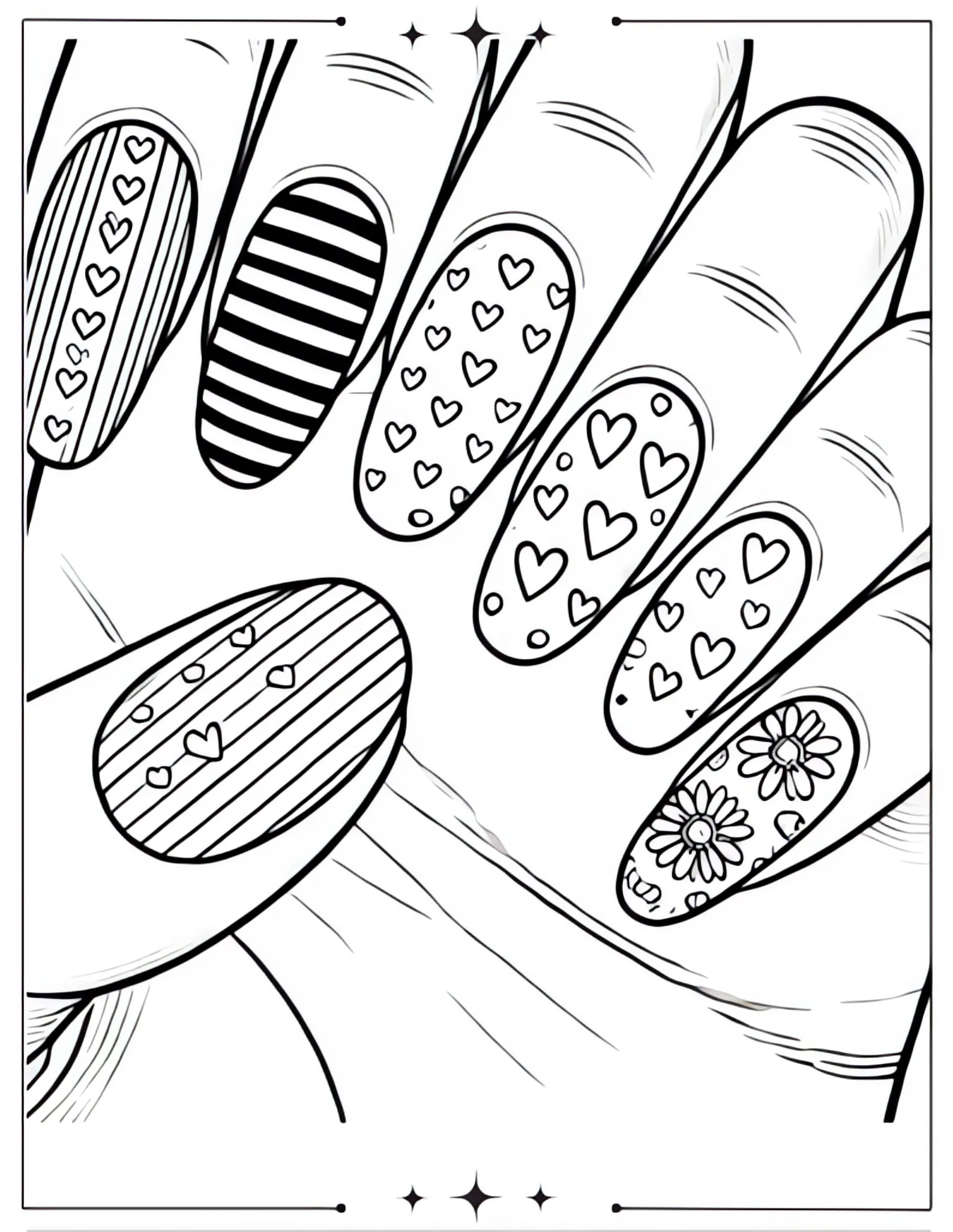 Stunning Aesthetic Coloring Pages to Calm Your Mind Cute Nail Art Coloring Page