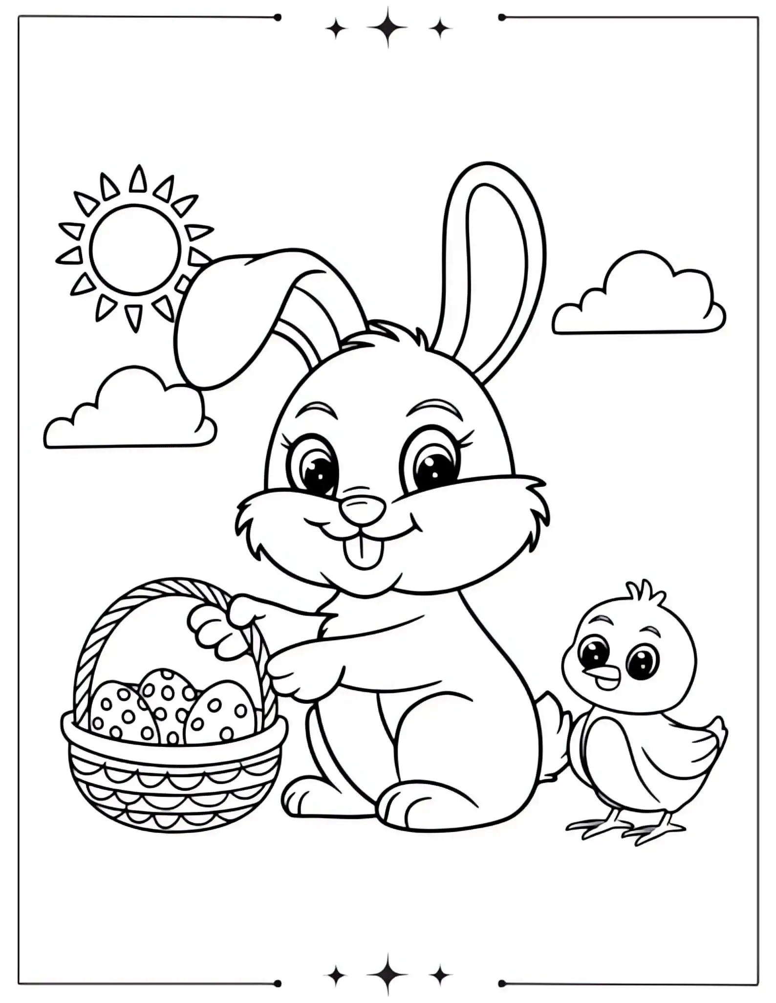 Easter Basket with Bunny Coloring Sheet