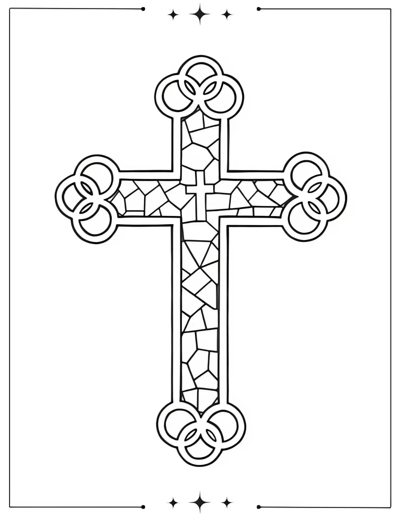 Easter Stained Glass Cross Coloring Page