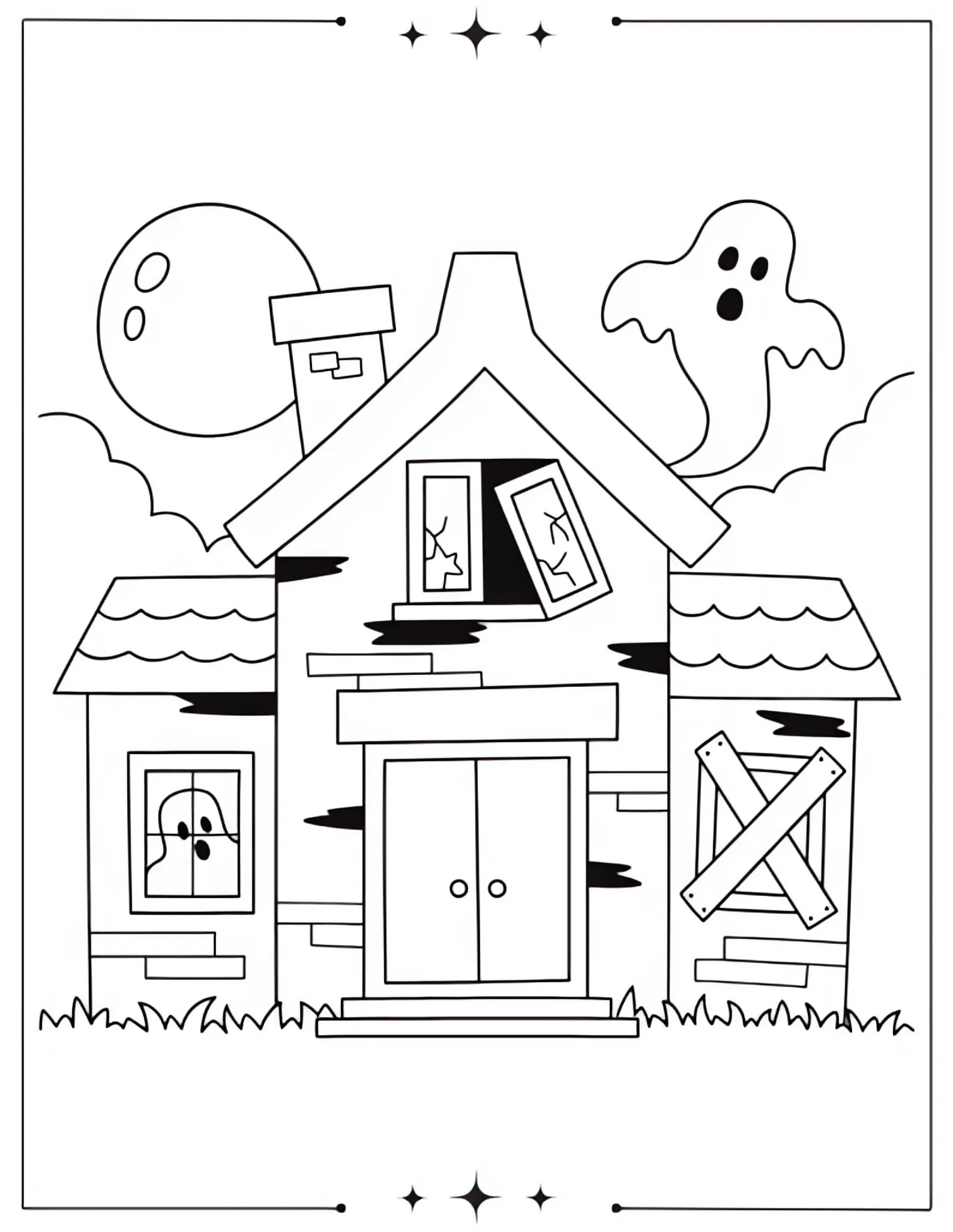 Stunning Aesthetic Coloring Pages to Calm Your Mind Ghost in a Haunted House Coloring Page