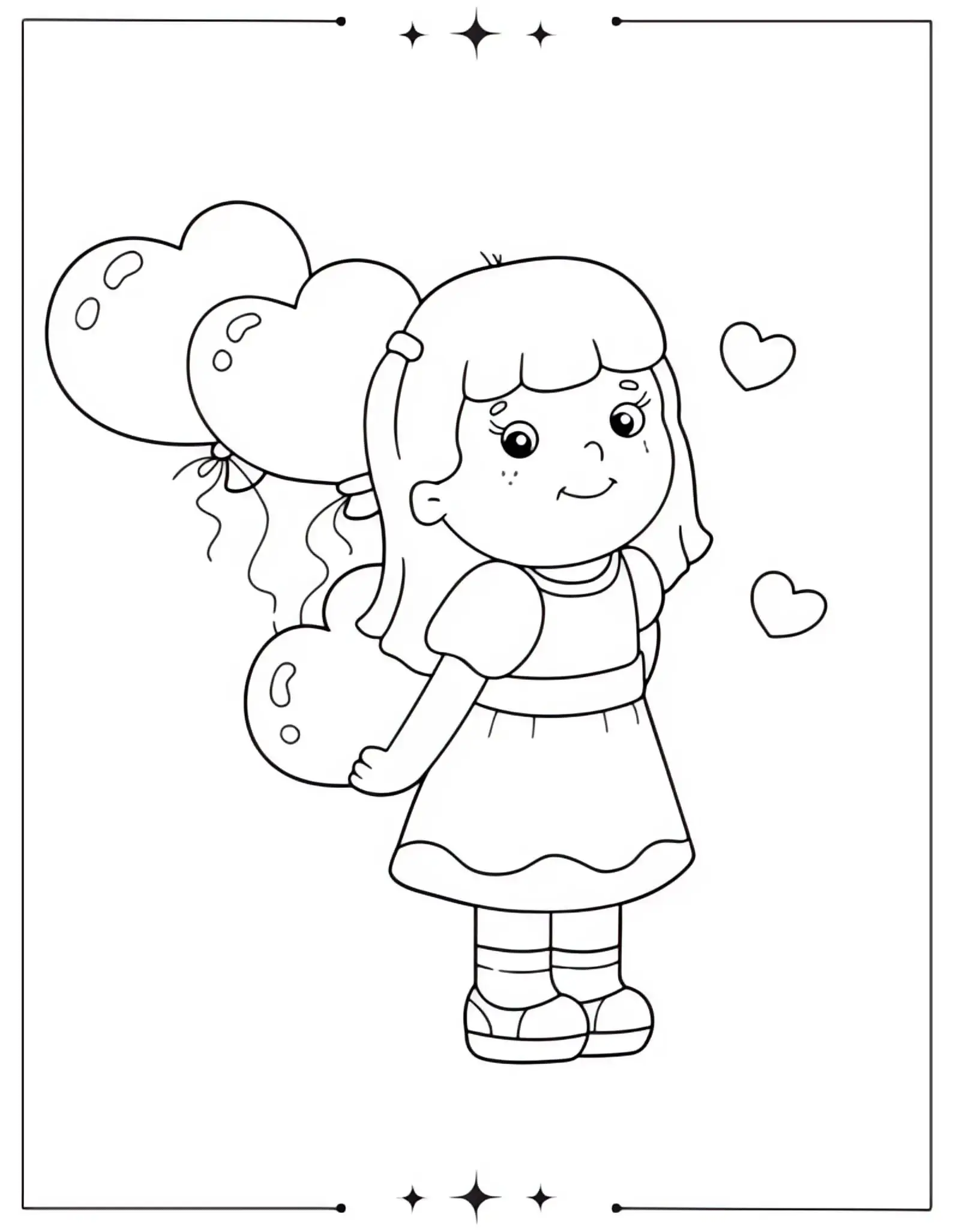 Girl Holding Heart Coloring Page