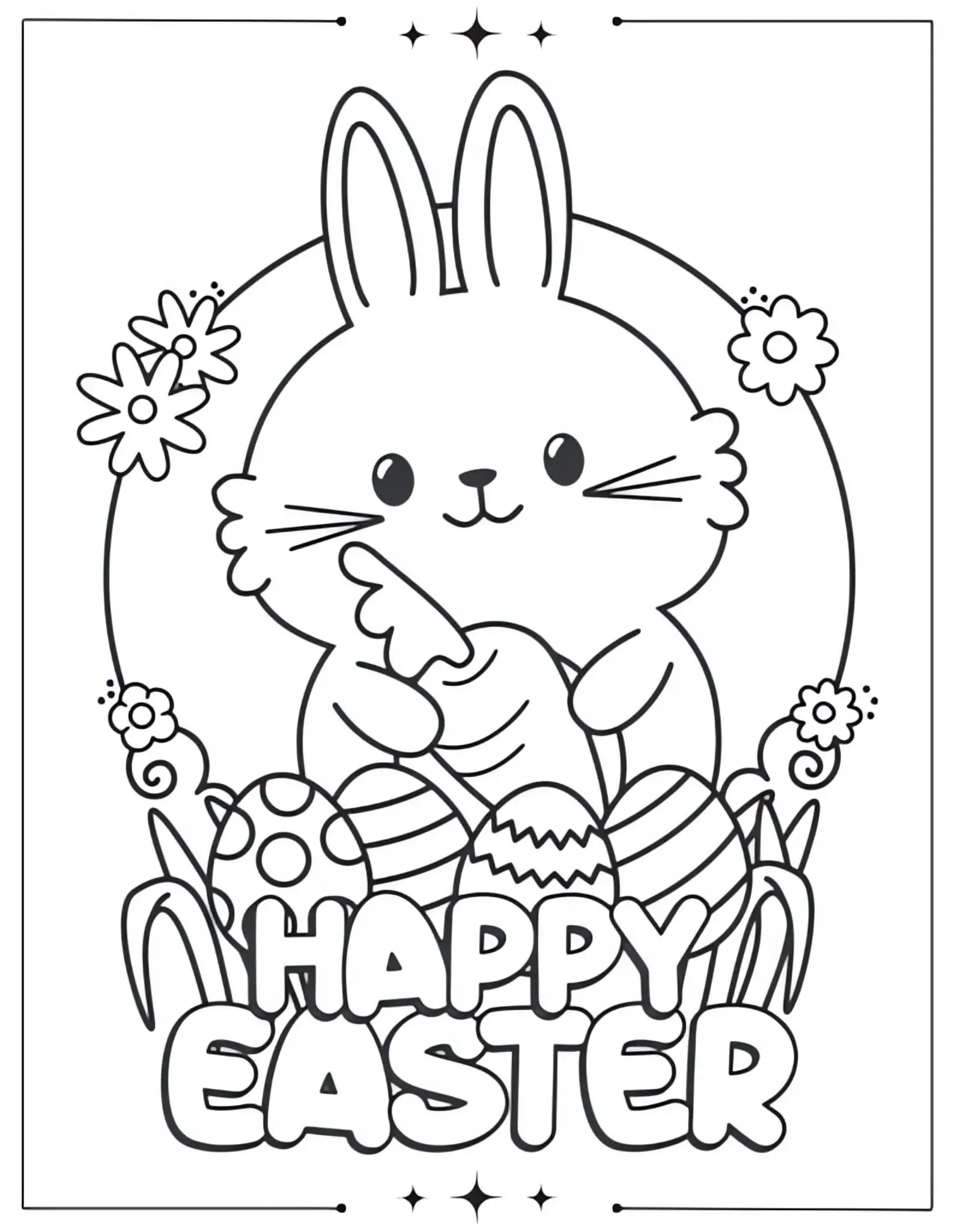 Happy Easter Coloring Page