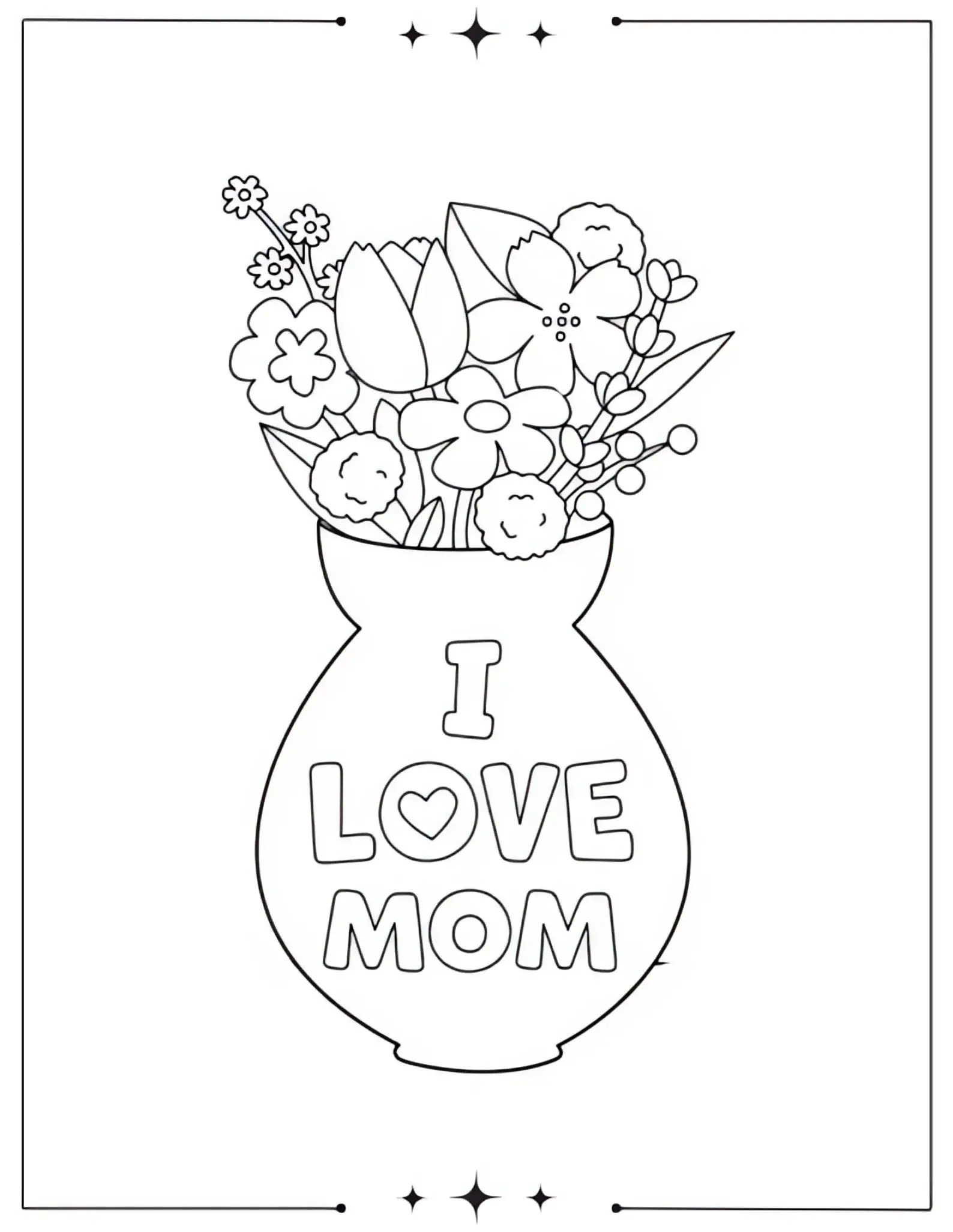 Mother’s Day Coloring Pages I Love Mom Coloring Page