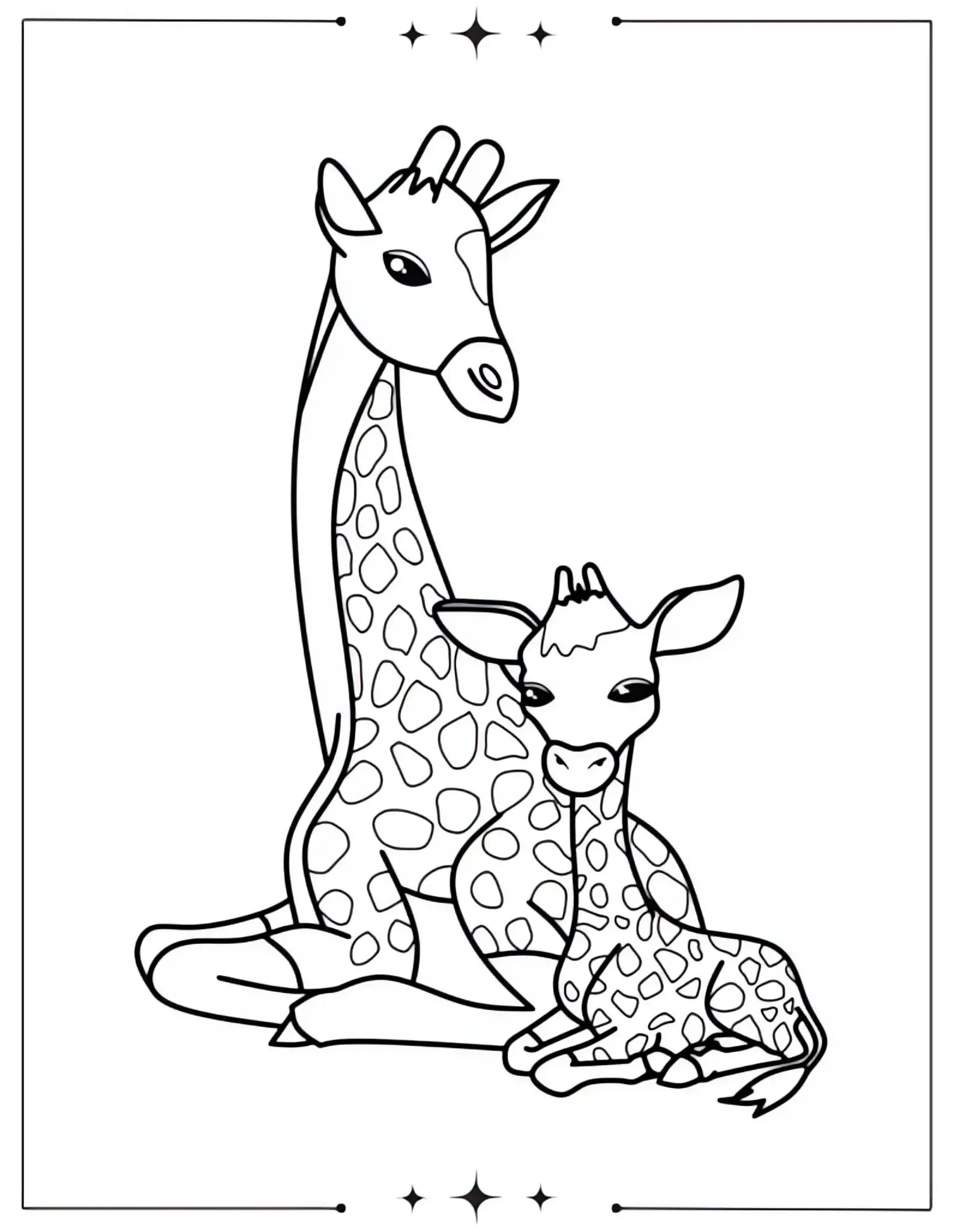 Mother’s Day Coloring Pages Mom and Baby Giraffe on Mother’s Day Coloring Page