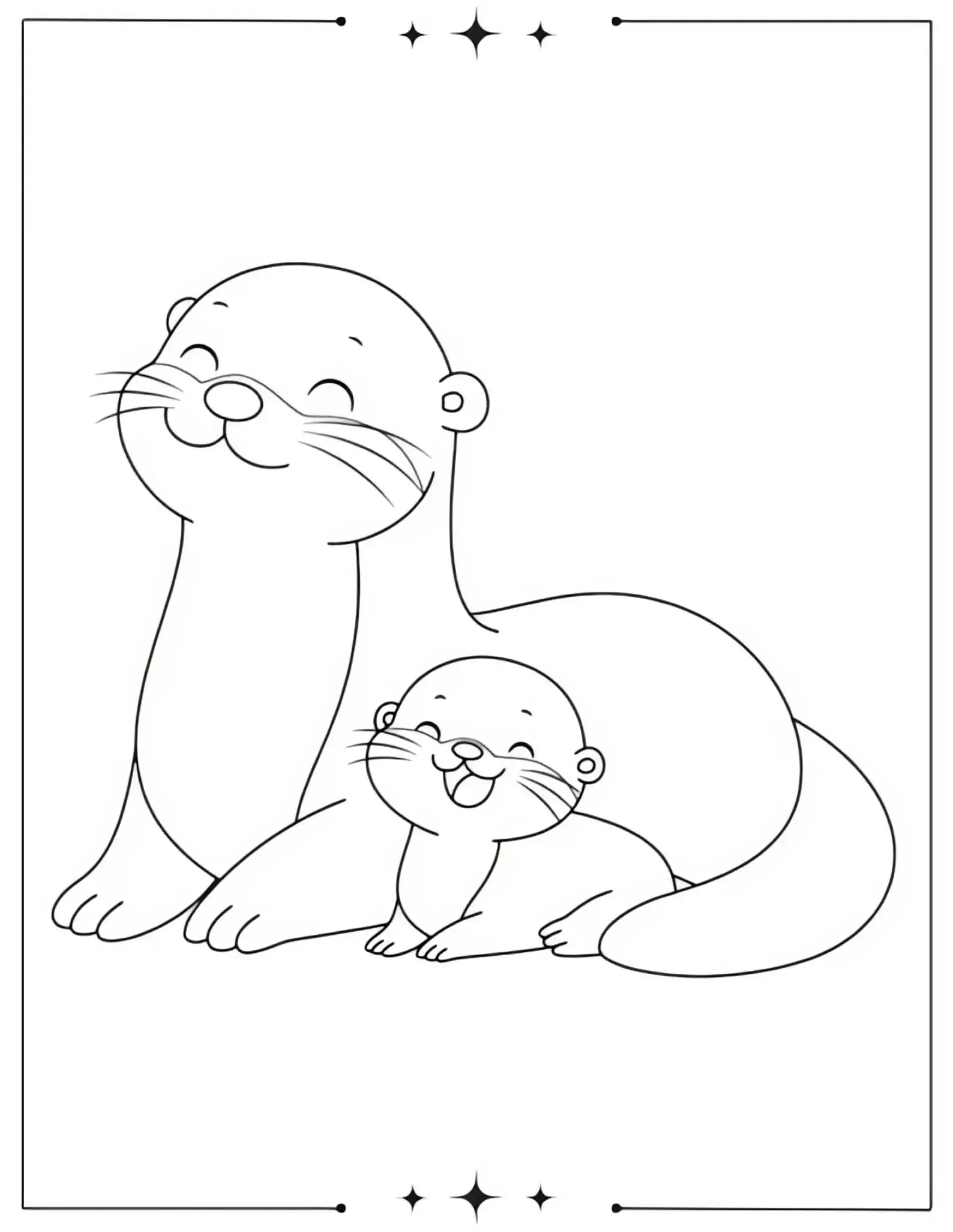 Mother’s Day Coloring Pages Mom and Baby Otter Coloring Page for Kids