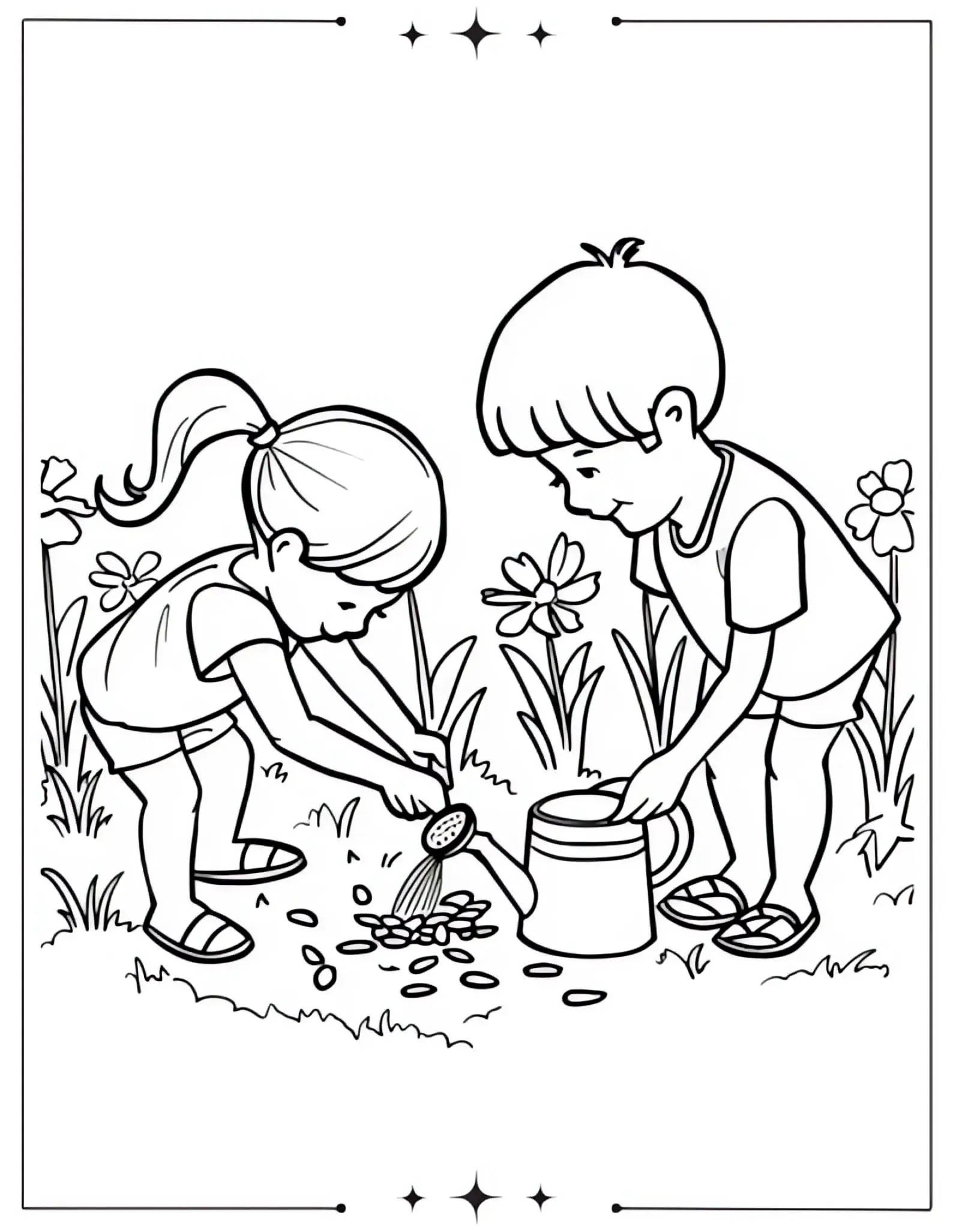 Beautiful Spring Coloring Pages Full of Bloom & Fun Planting Seeds in the Garden Coloring Page