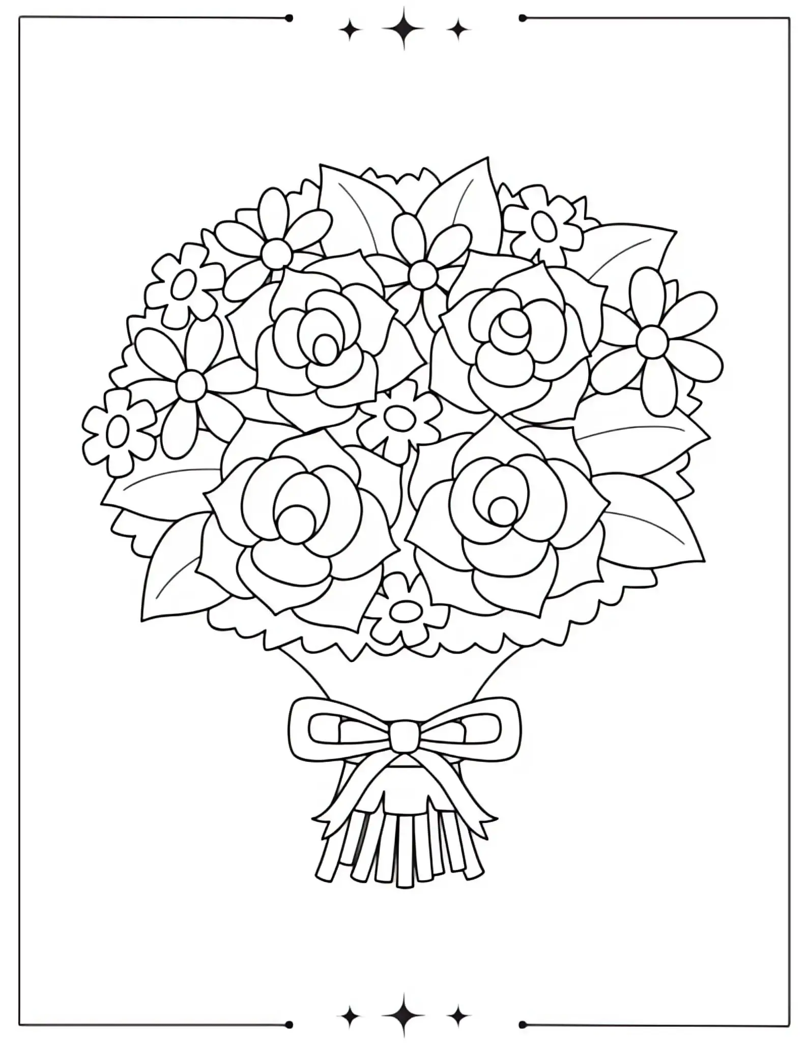 Pretty Bouquet of Flowers Coloring Page