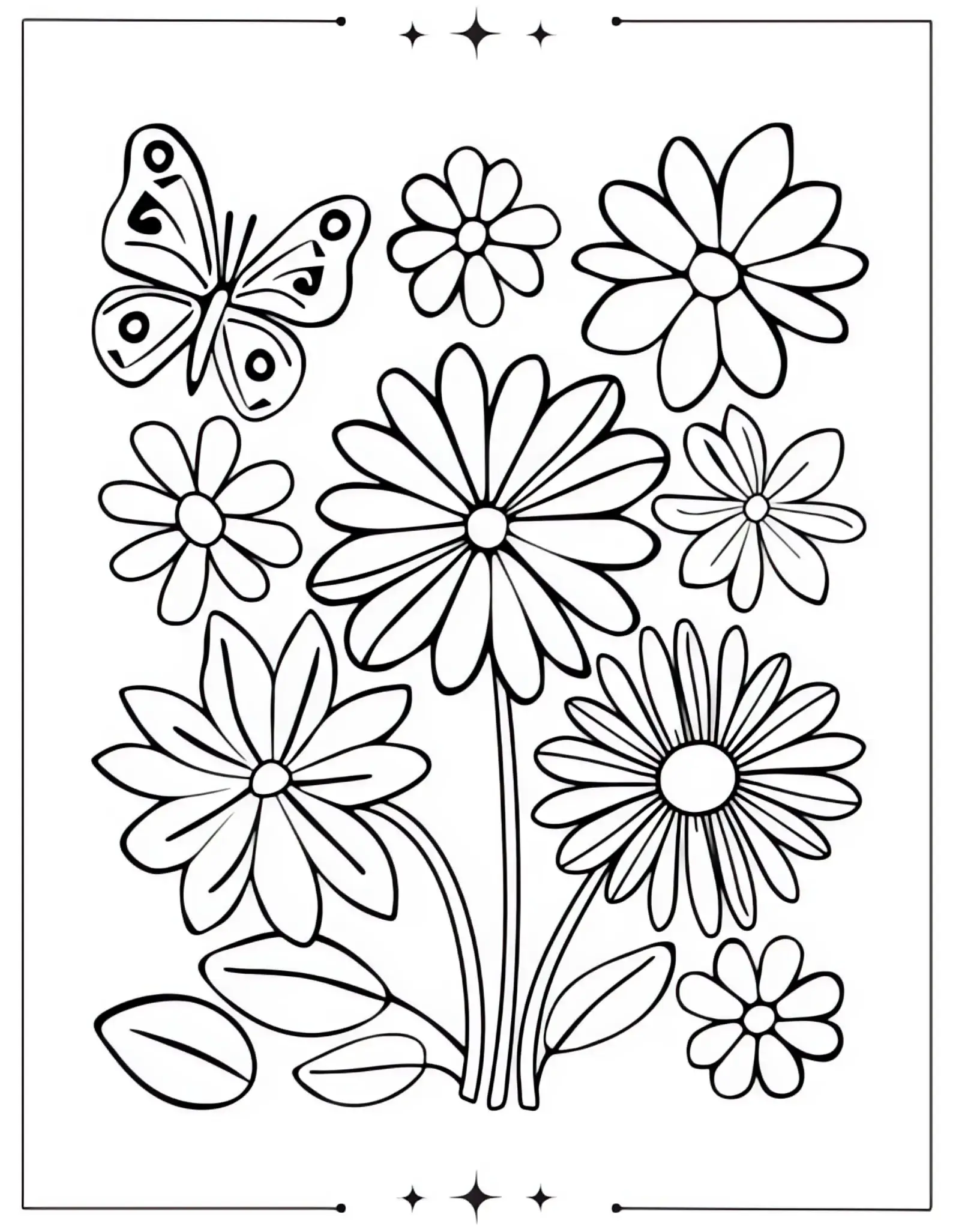 Beautiful Spring Coloring Pages Full of Bloom & Fun Pretty Butterfly and Flower Pattern Coloring Page