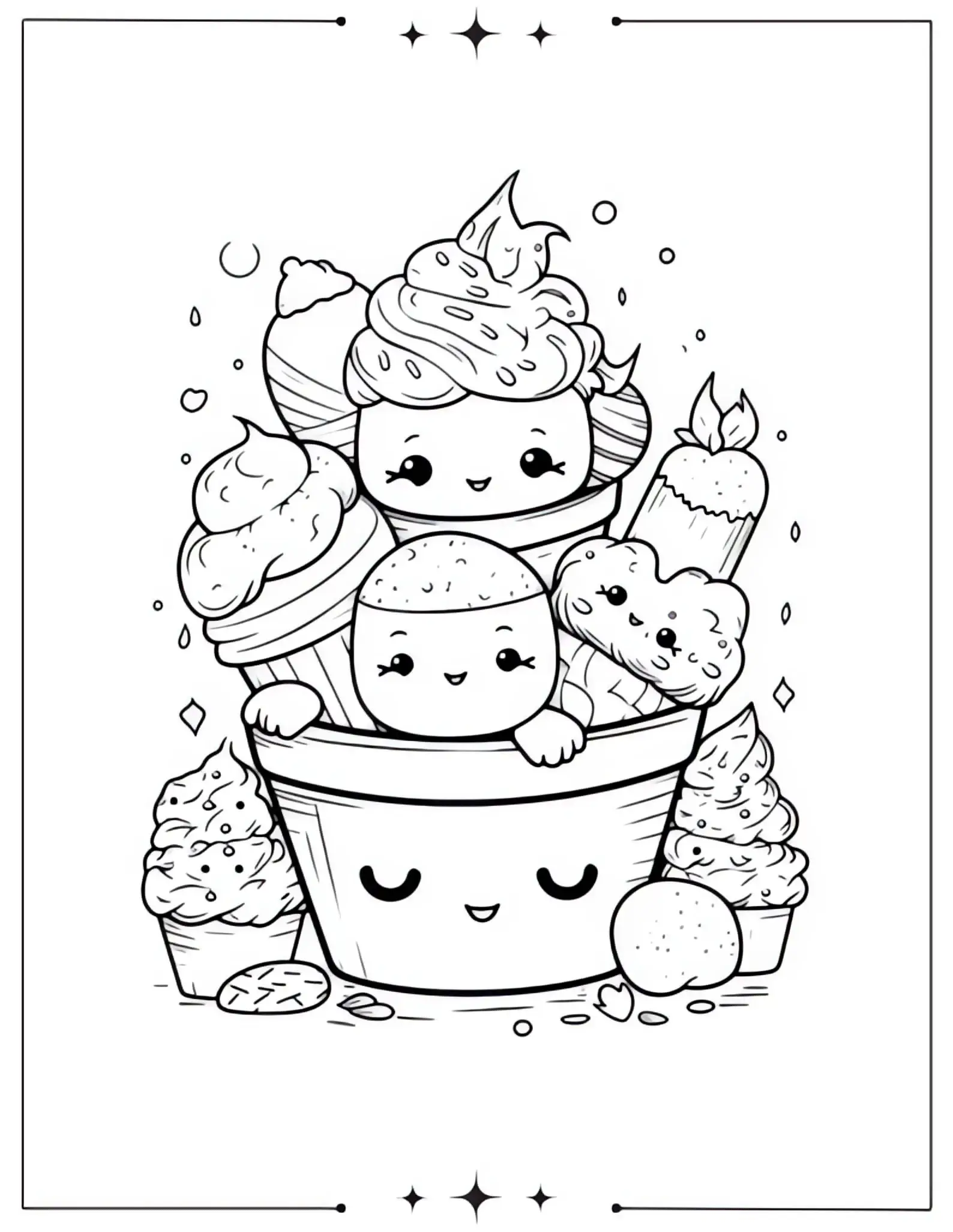 Sweet-N-Cute Treats Coloring Page