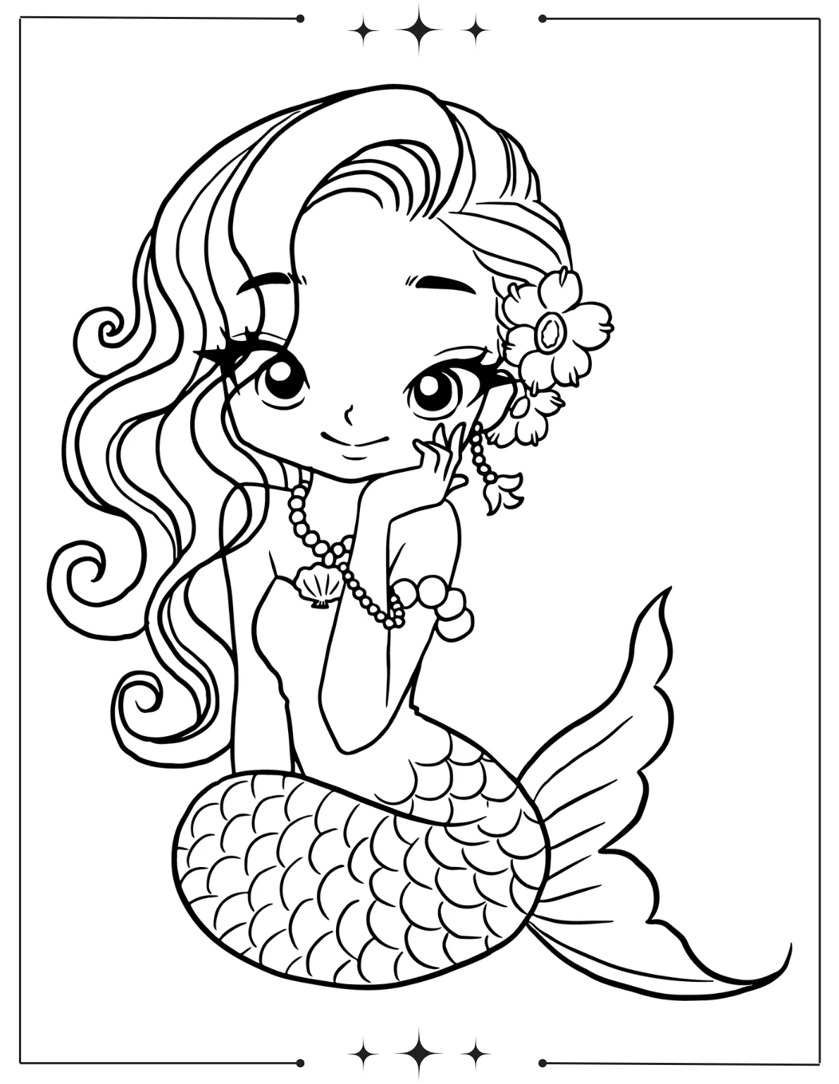 Magical Mermaid Coloring Pages for Kids Cute Mermaid Coloring Page For Kids