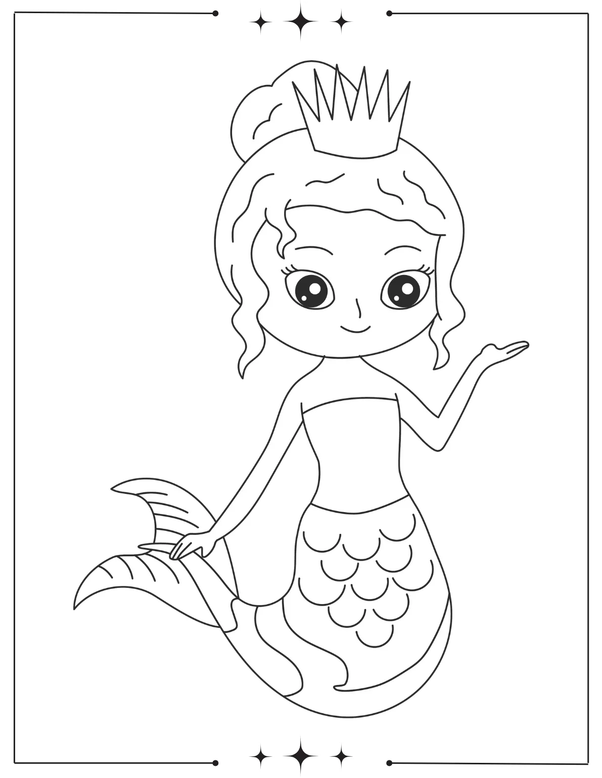 Magical Mermaid Coloring Pages for Kids Mermaid Collecting Seashells Coloring Page