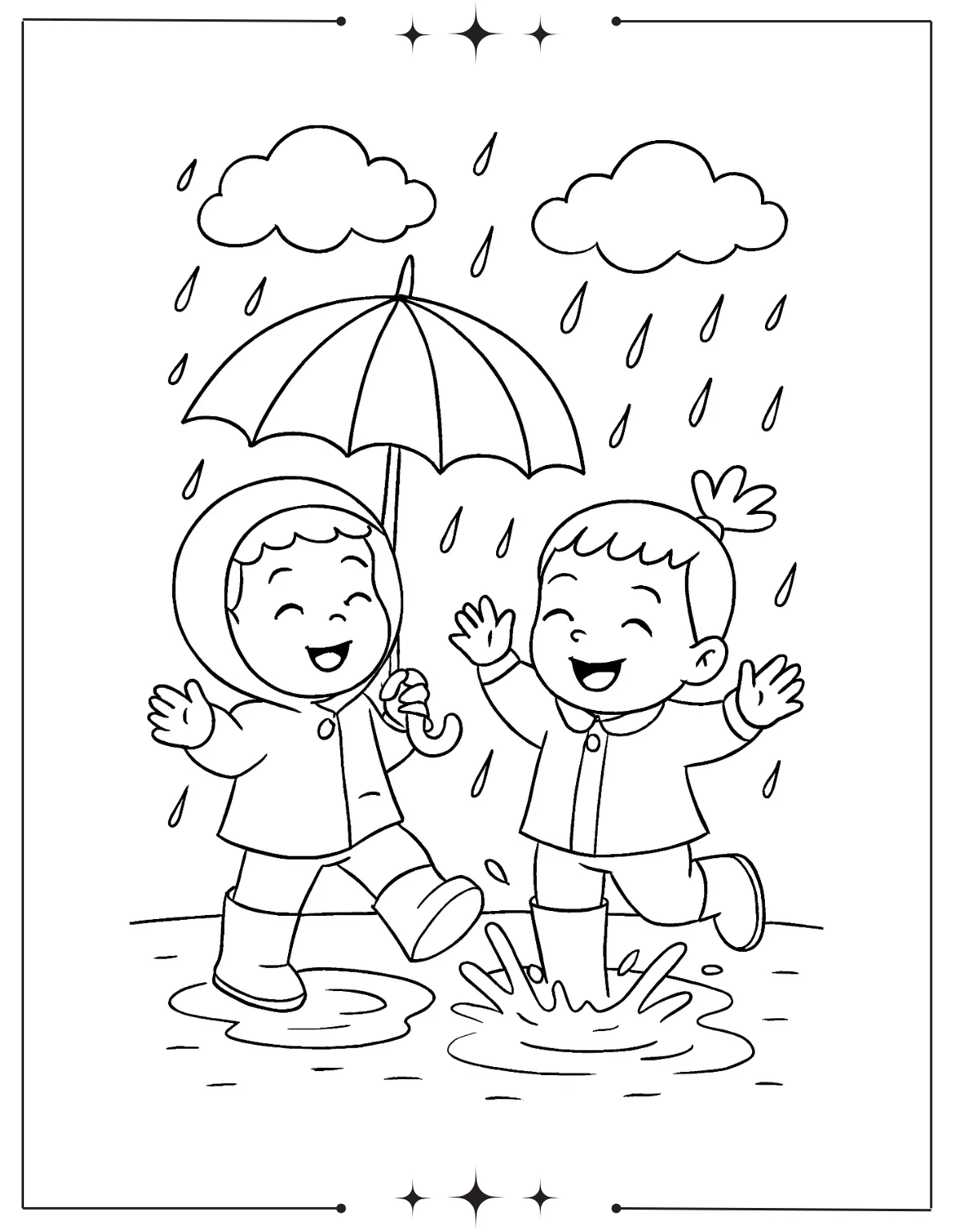 Rainy Day Coloring Pages (Free Printables) Childrens enjoy rainy day