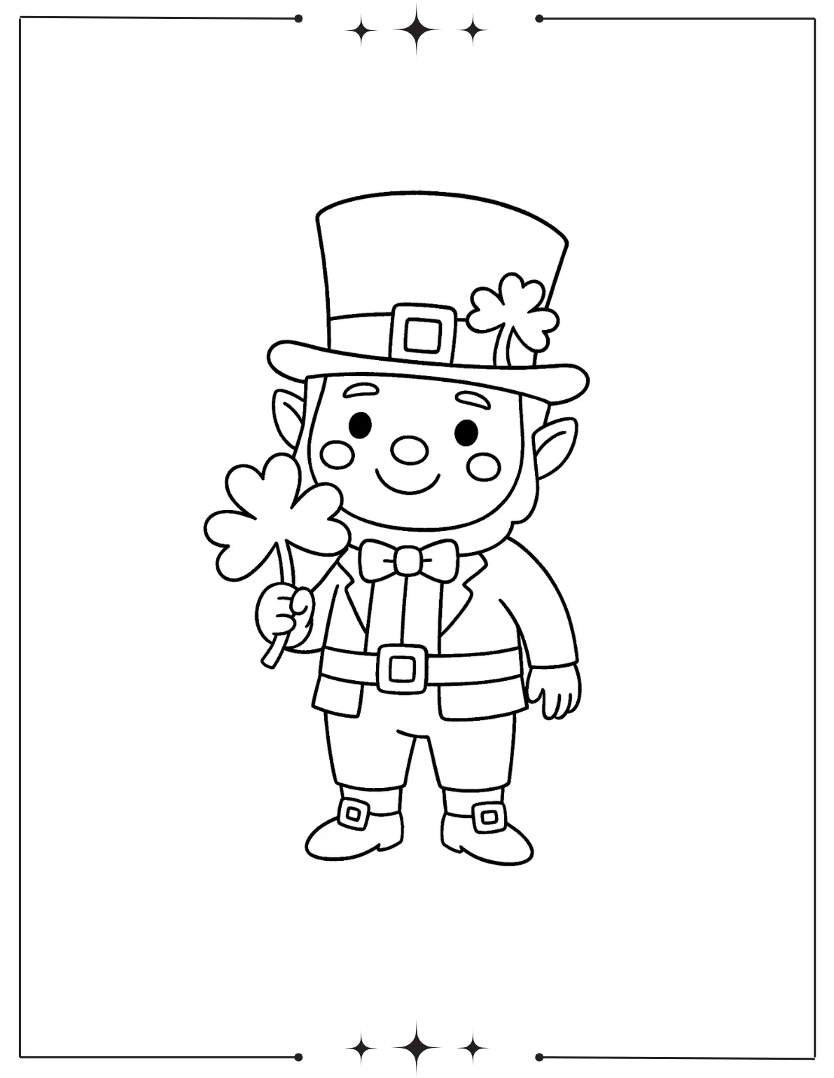 Cute Irish Bear with Pot of Gold Coloring Page for Kids