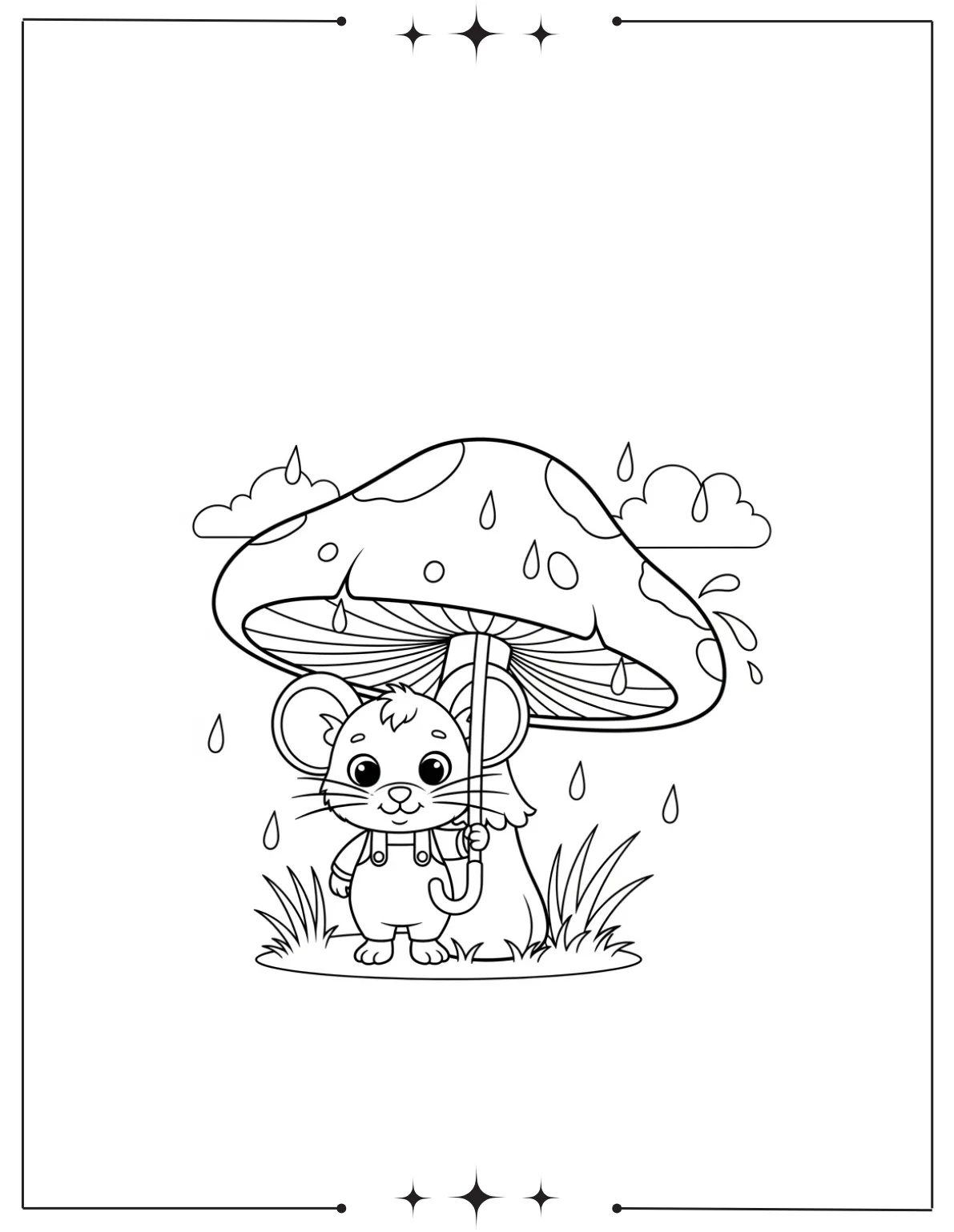 Rainy Day Coloring Pages (Free Printables) Cute Rat enjoy rainy day