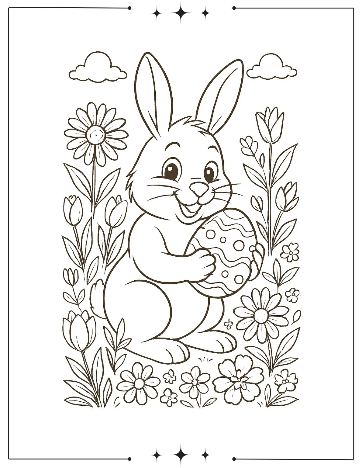 Easter Bunny Holding Giant Easter Egg Coloring Page