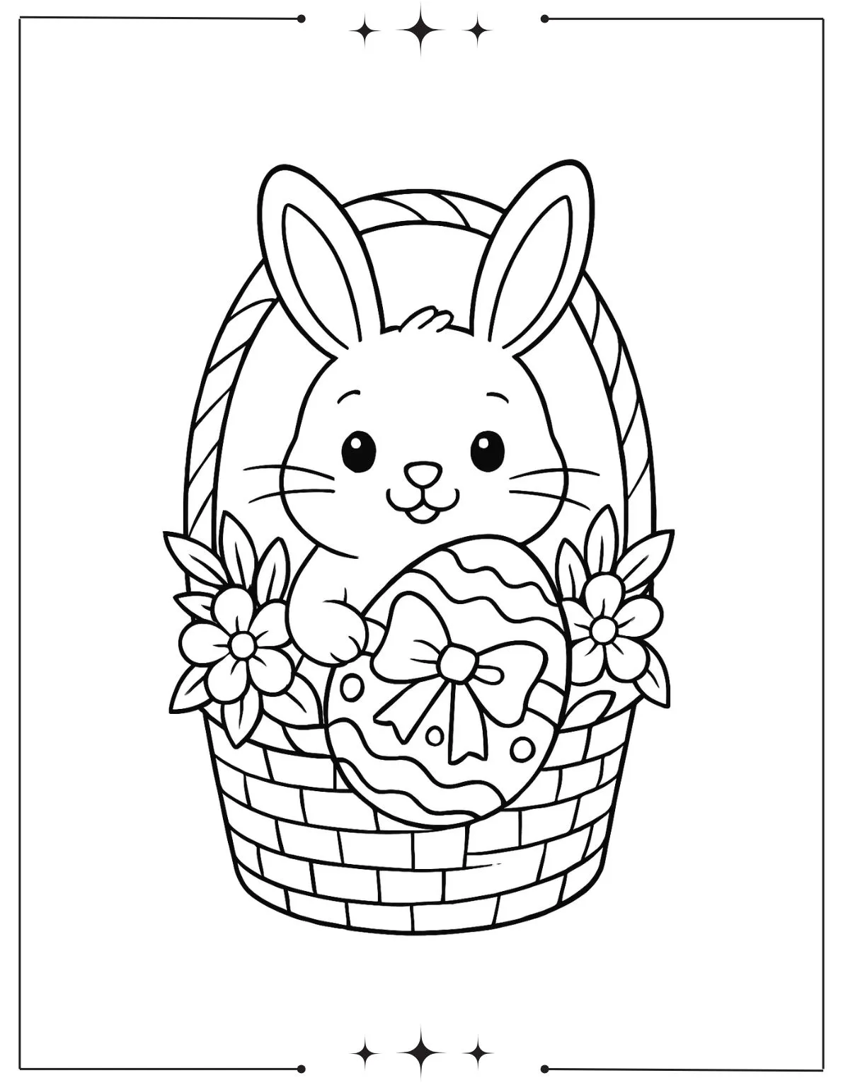 Easter Bunny in Easter Basket Coloring Page