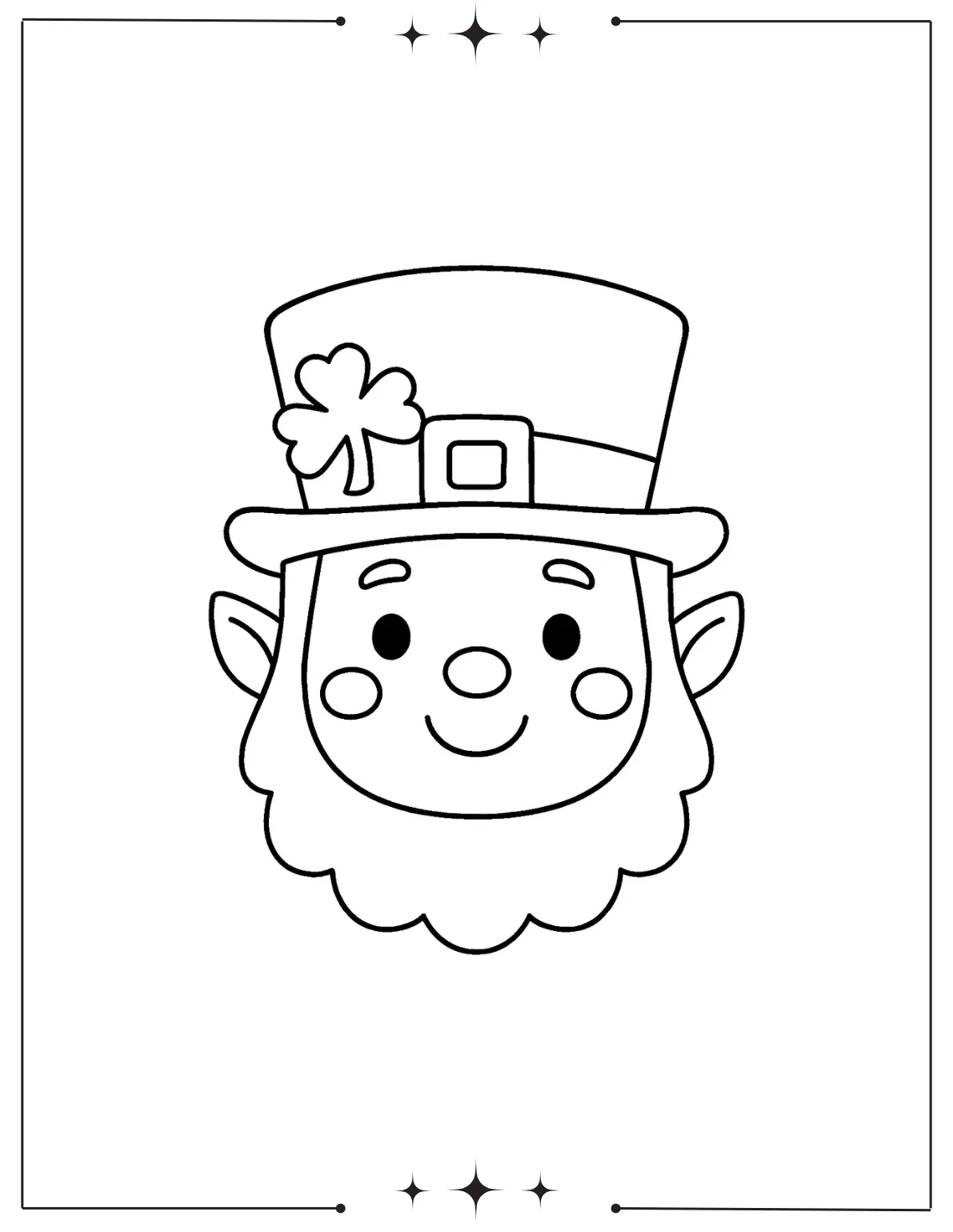 Easy to Color Leprechaun Face Coloring Page for Toddlers