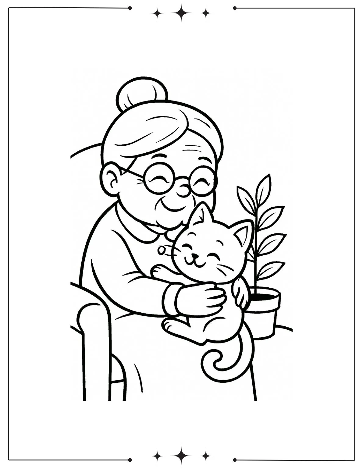Mother's Day Coloring Pages for Grandma: A Heartfelt Gift Grandma Cat Hugs Grandkitty Coloring Page for Kids