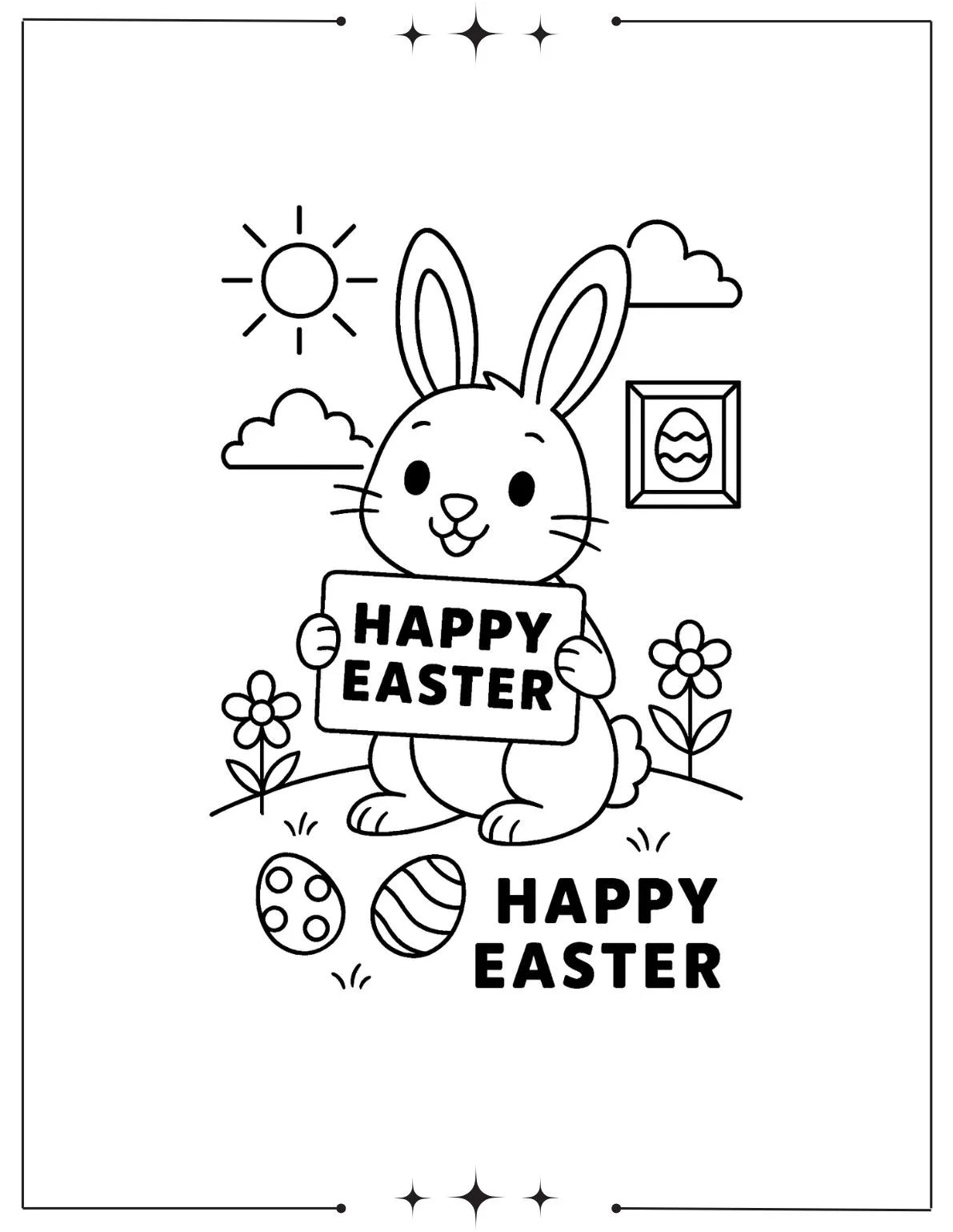 Happy easter Bunny Coloring page