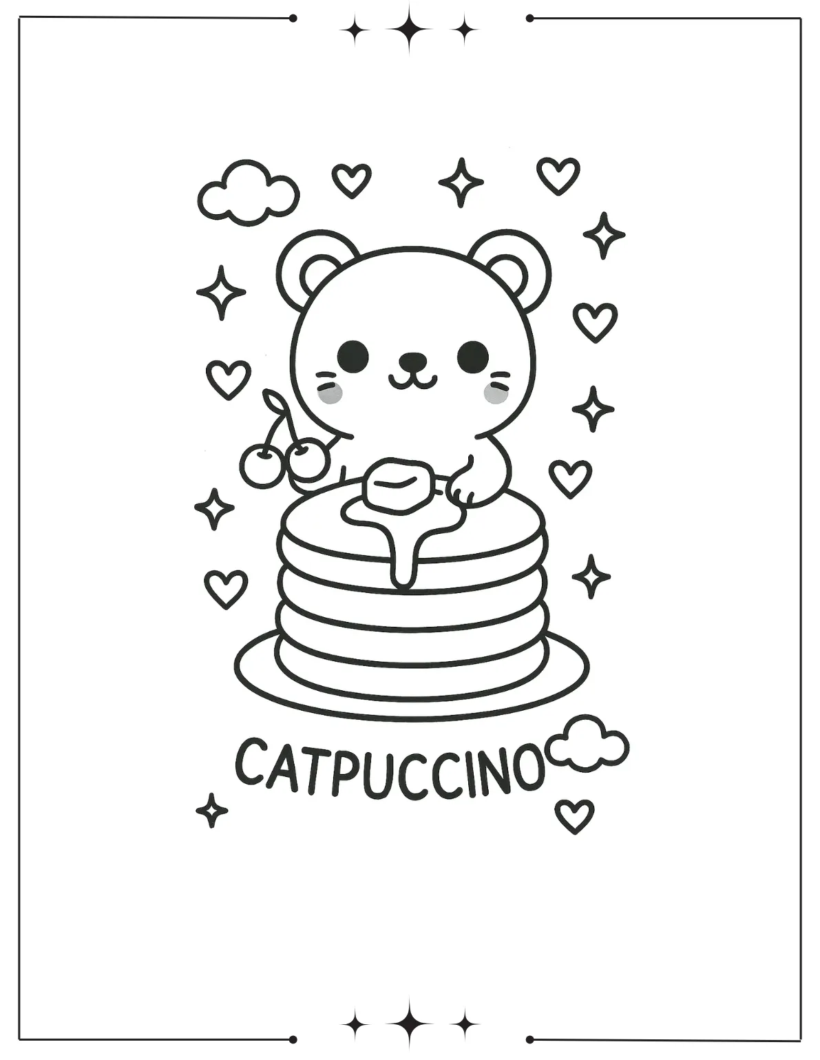 Kawaii Coloring Pages (Free Printables) Kawaii Bear Pancake Coloring Page