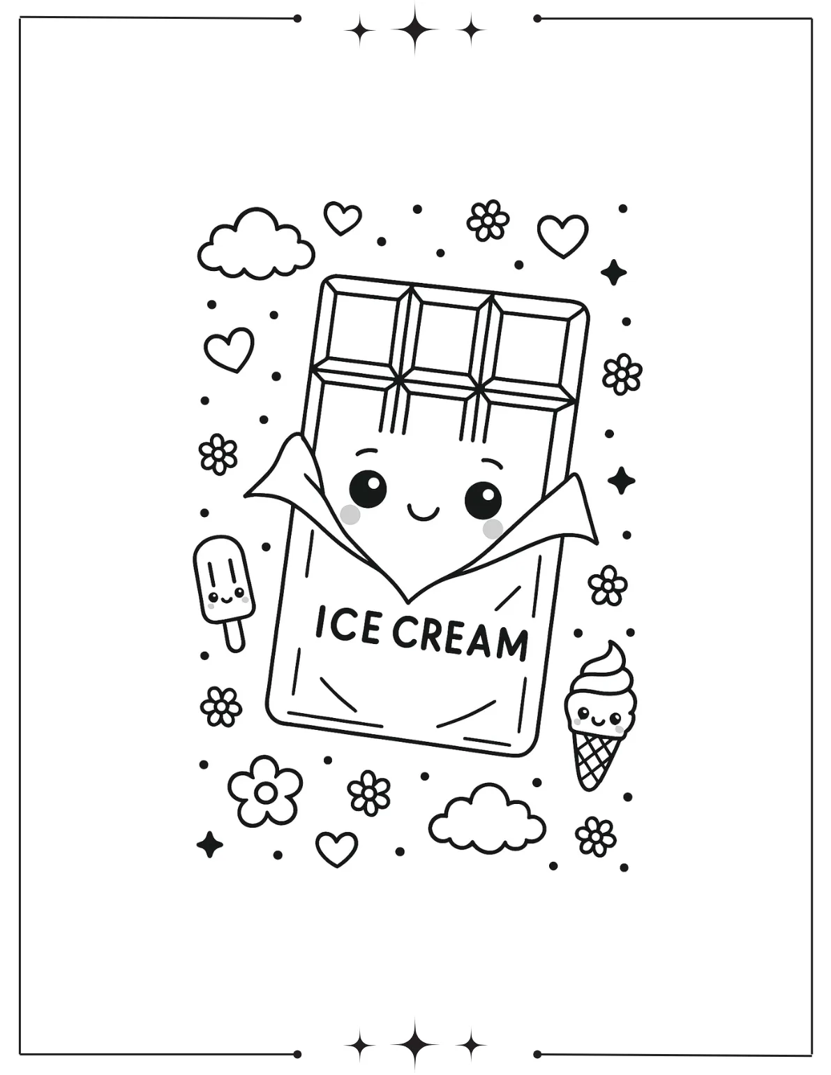 Kawaii Coloring Pages (Free Printables) Kawaii Chocolate Bar Coloring Page