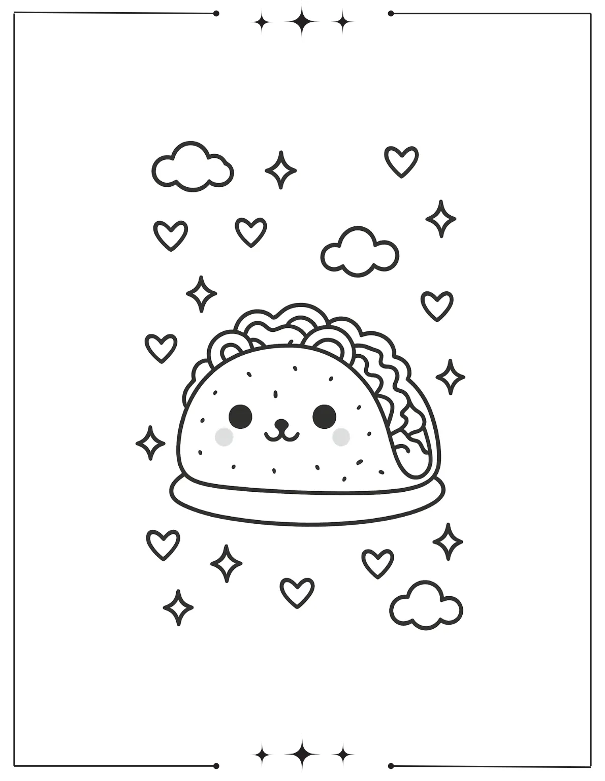 Kawaii Coloring Pages (Free Printables) Kawaii Sushi and Soy Sauce Coloring Page