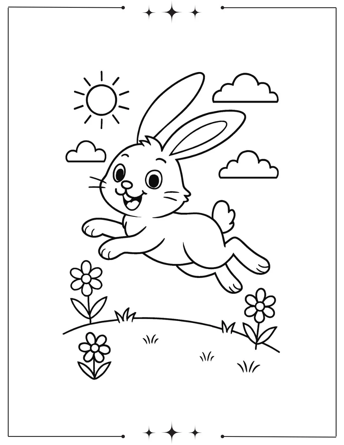 Leaping Easter Bunny Coloring Page