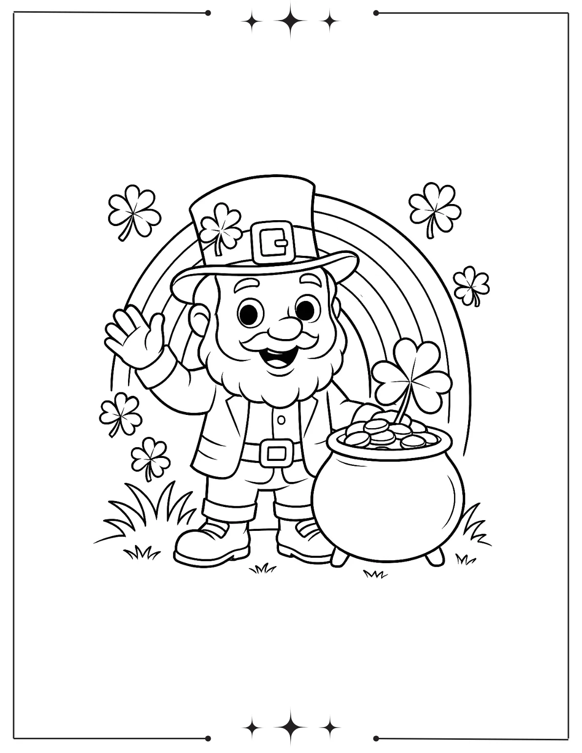 Leprechaun at the End of the Rainbow Coloring Page
