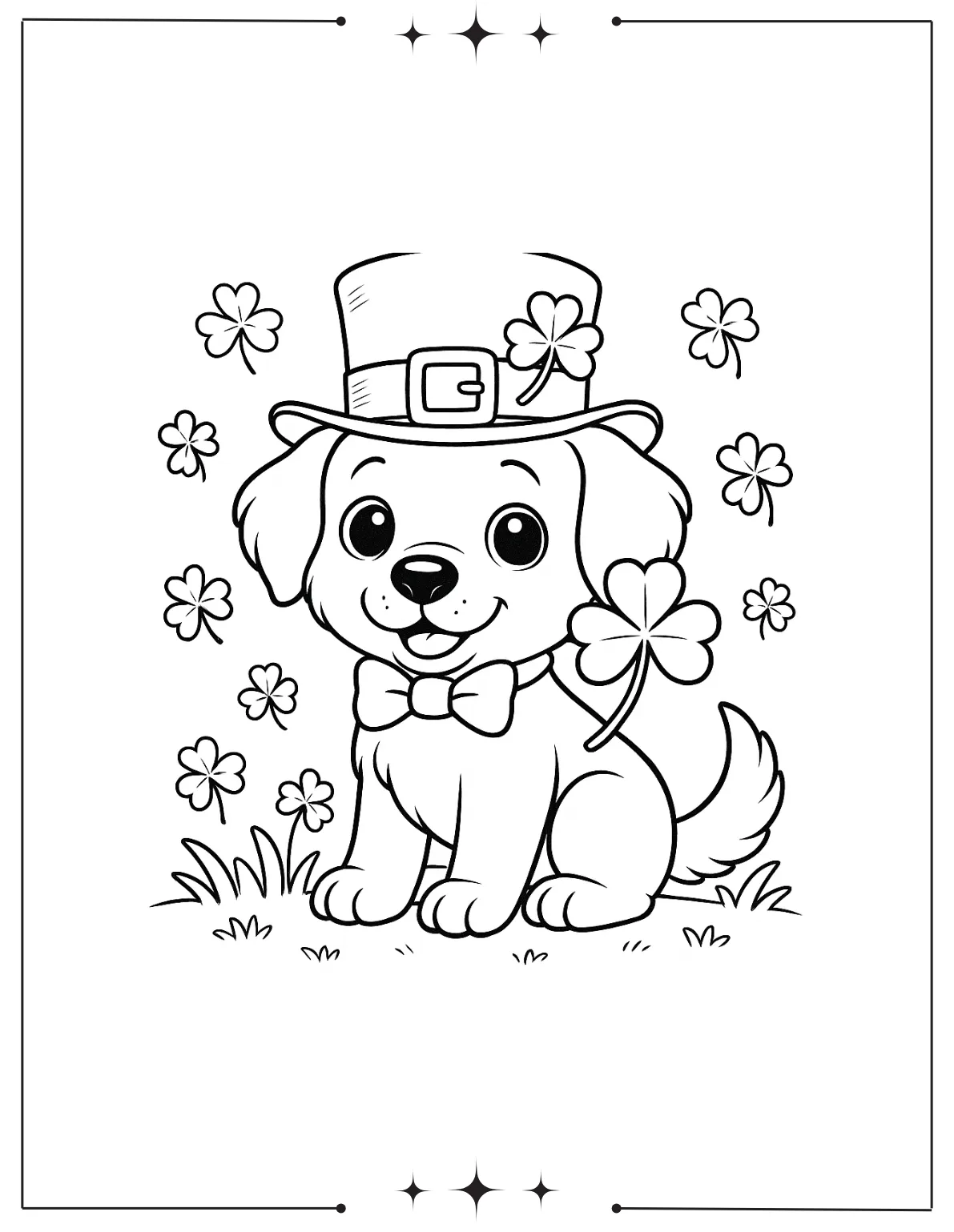 Puppy Leprechaun Coloring Page