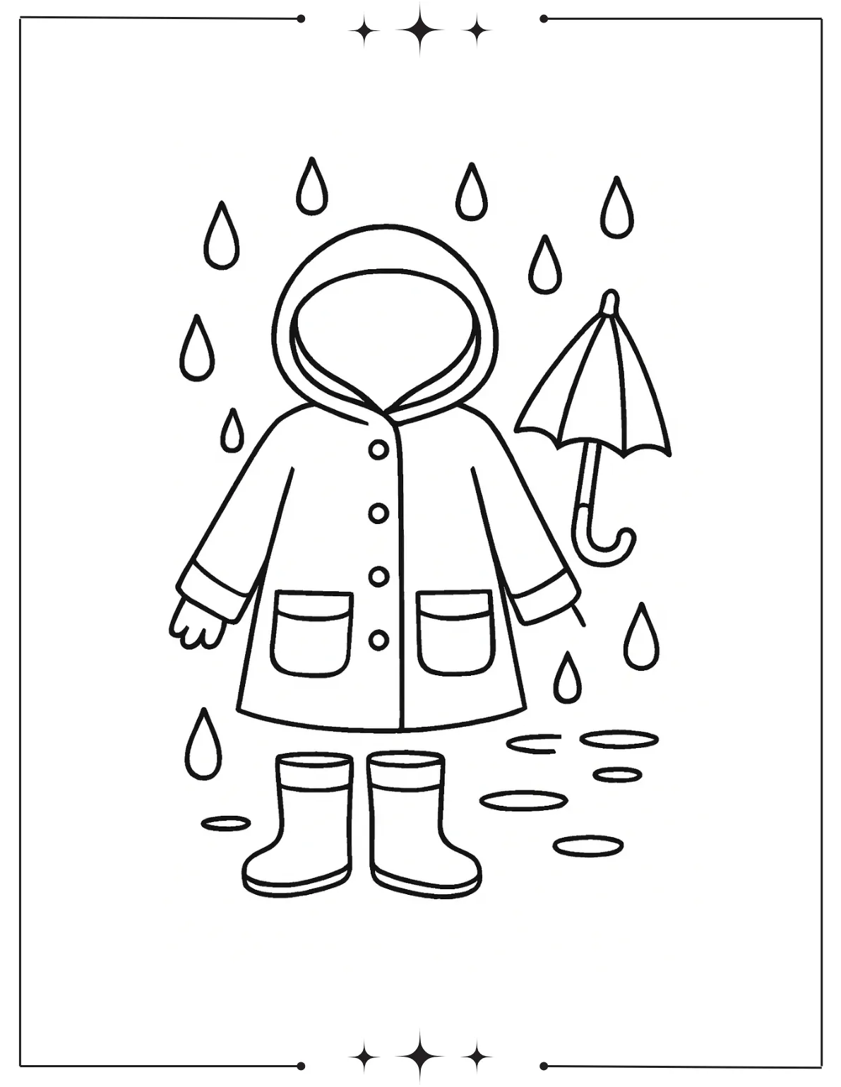 Rainy Day Coloring Pages (Free Printables) Rain Coat Coloring Page