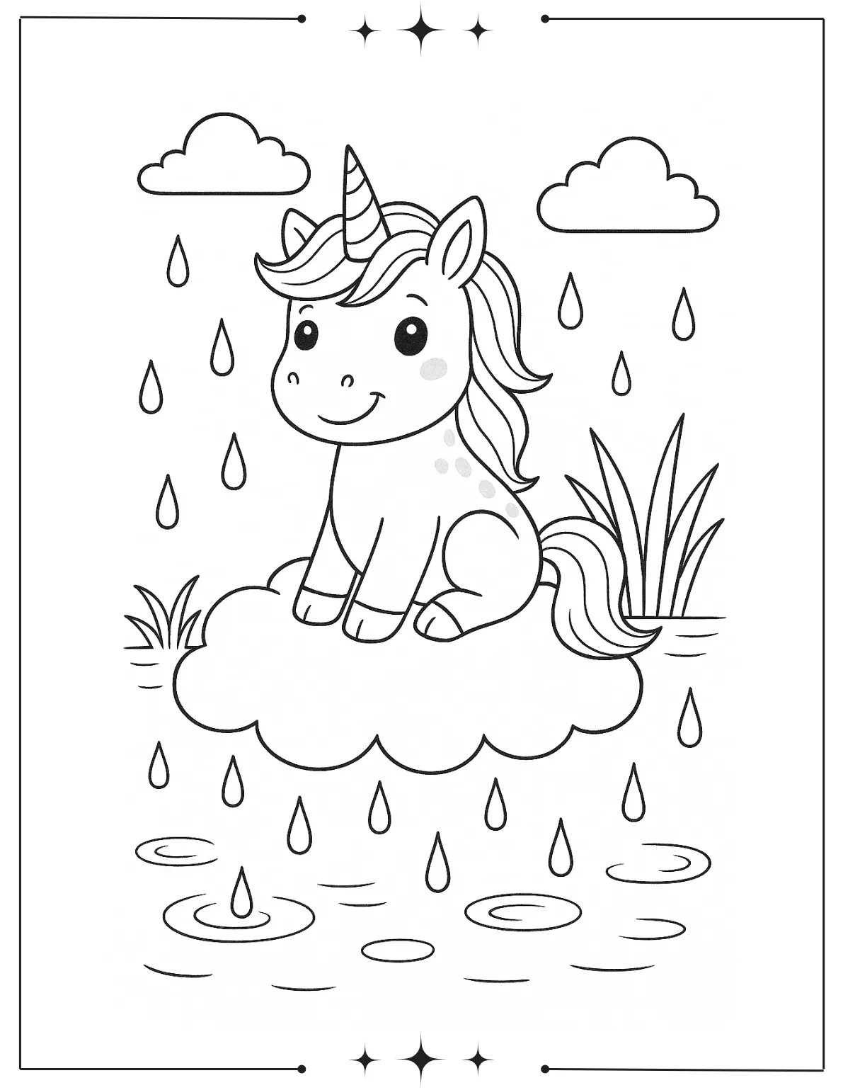 Rainy Day Coloring Pages (Free Printables) Unicorn enjoy rainy day