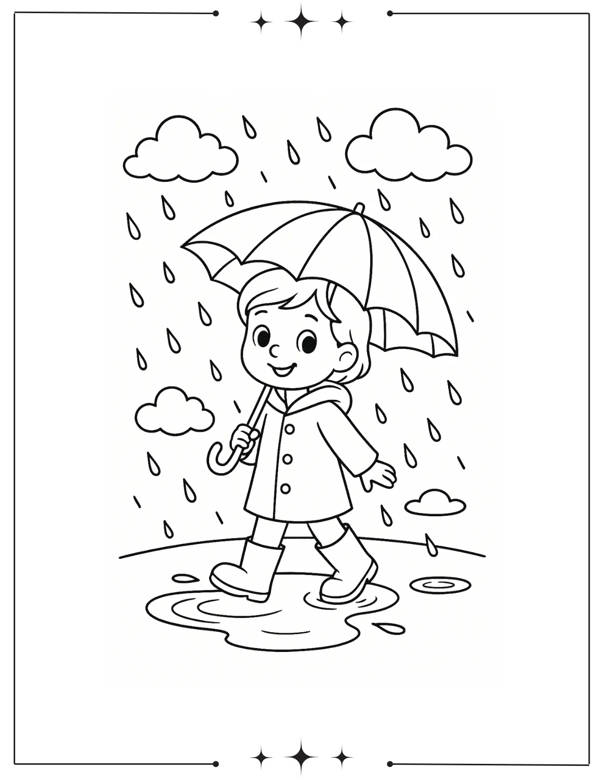 Rainy Day Coloring Pages (Free Printables) child enjoy rain