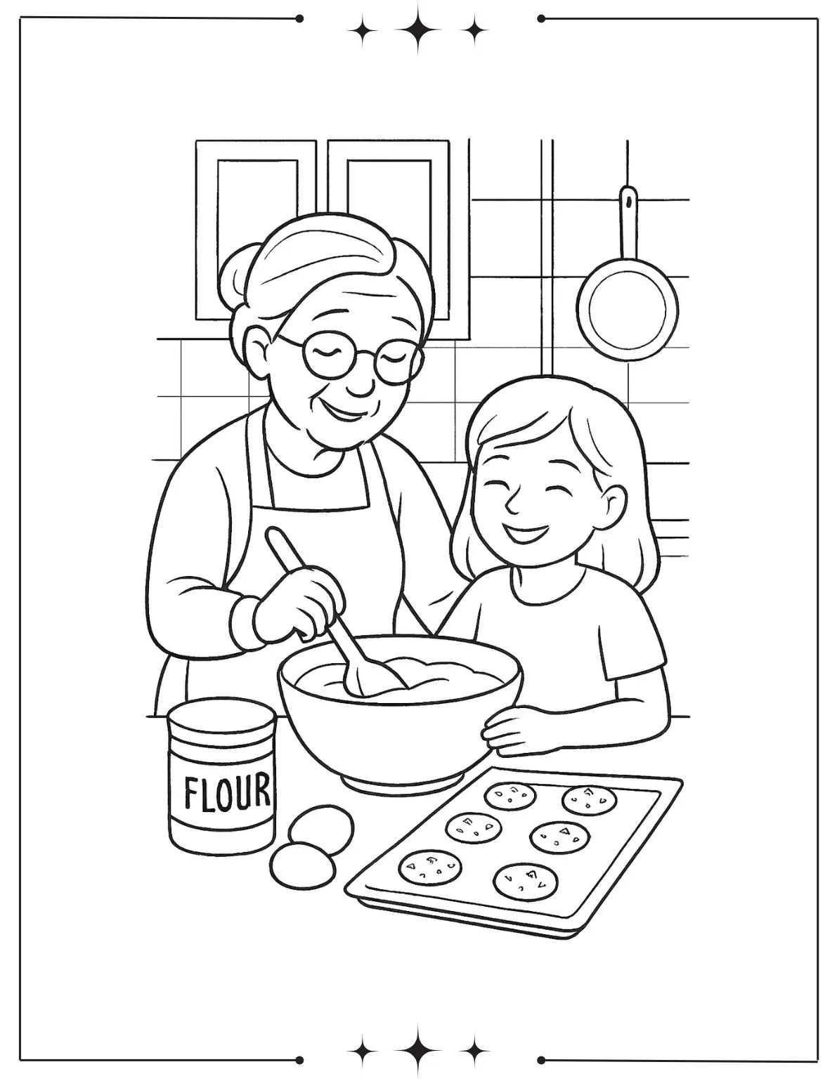 Mother's Day Coloring Pages for Grandma: A Heartfelt Gift grandma in kitchen coloring page