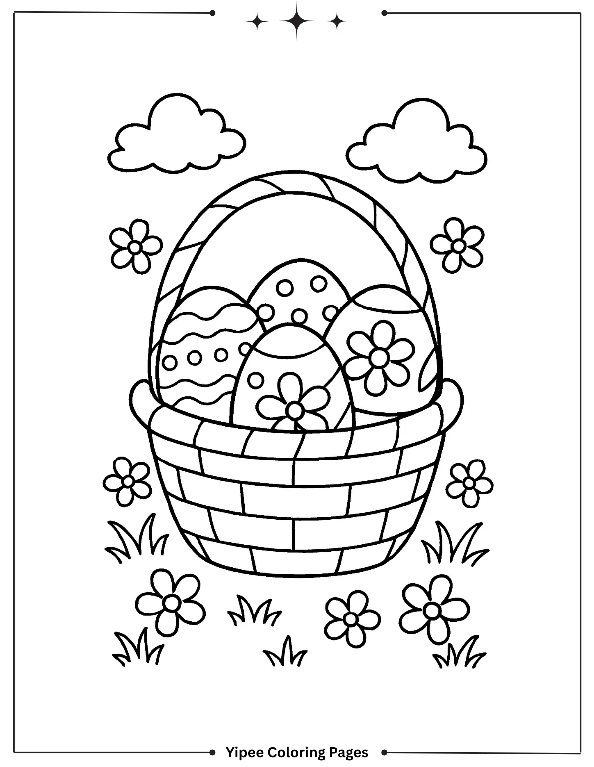Easter Egg In Basket Coloring Page