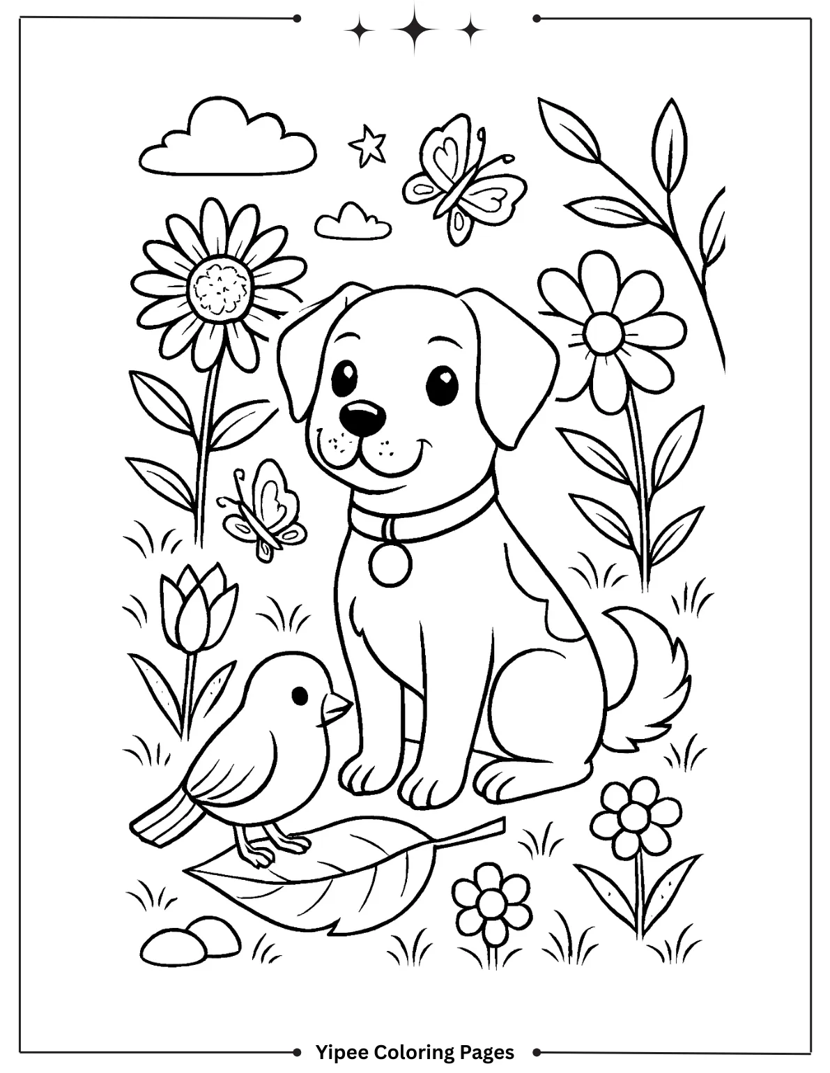 Adorable Dog Coloring Page