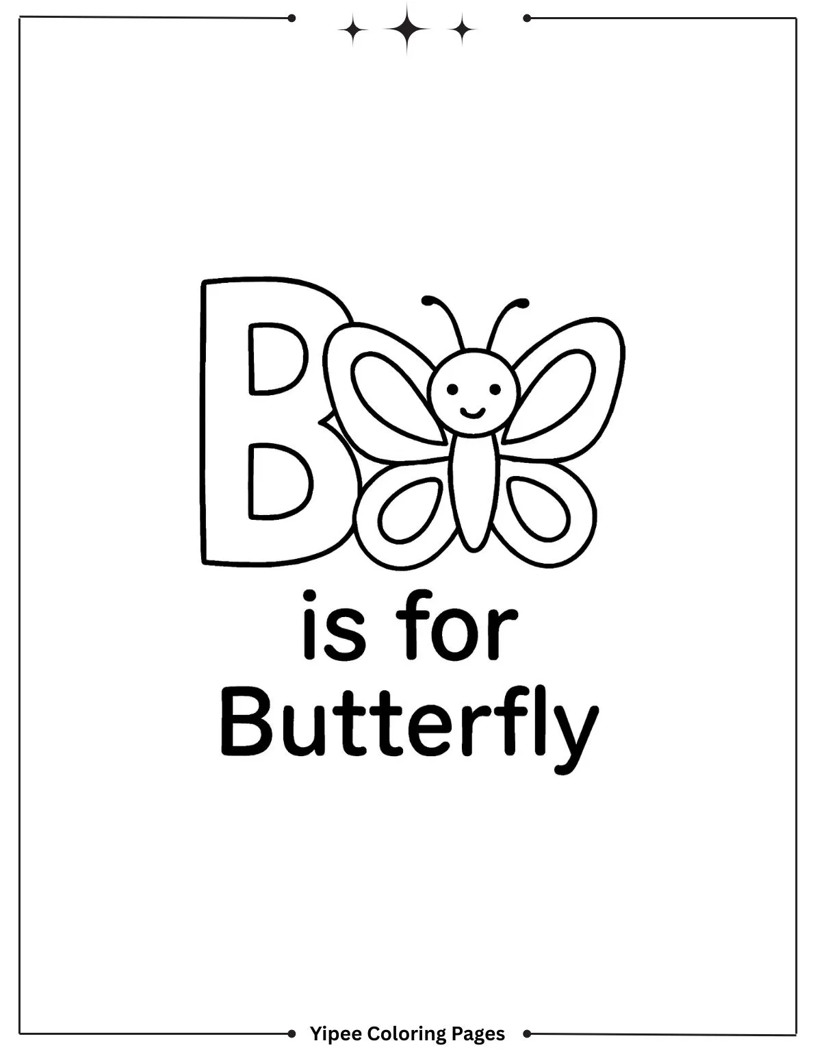 Creative Flower Coloring Pages for Kids and Adults B for butterfly coloring page