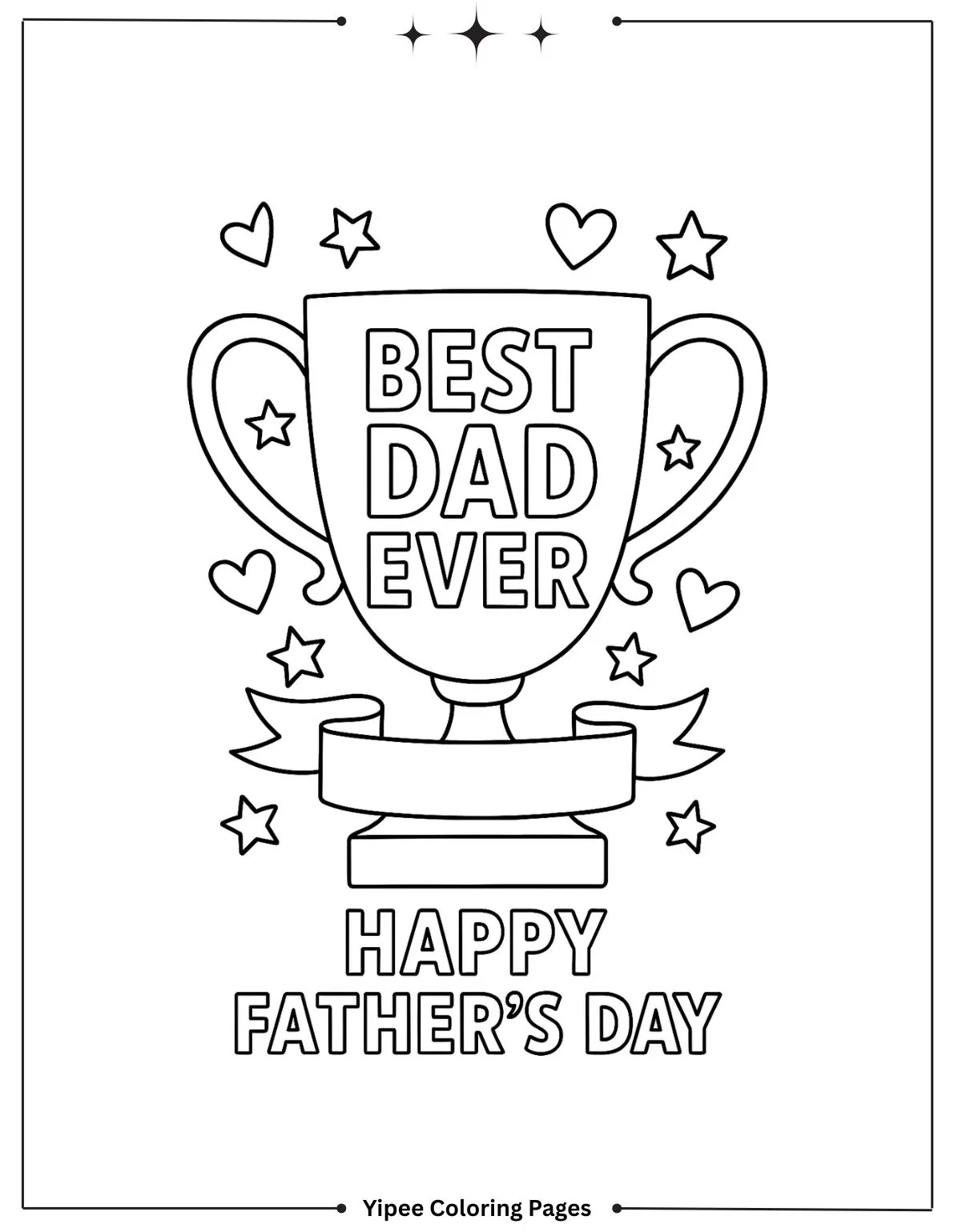 Best Dad Ever Trophy Coloring Page for Kids