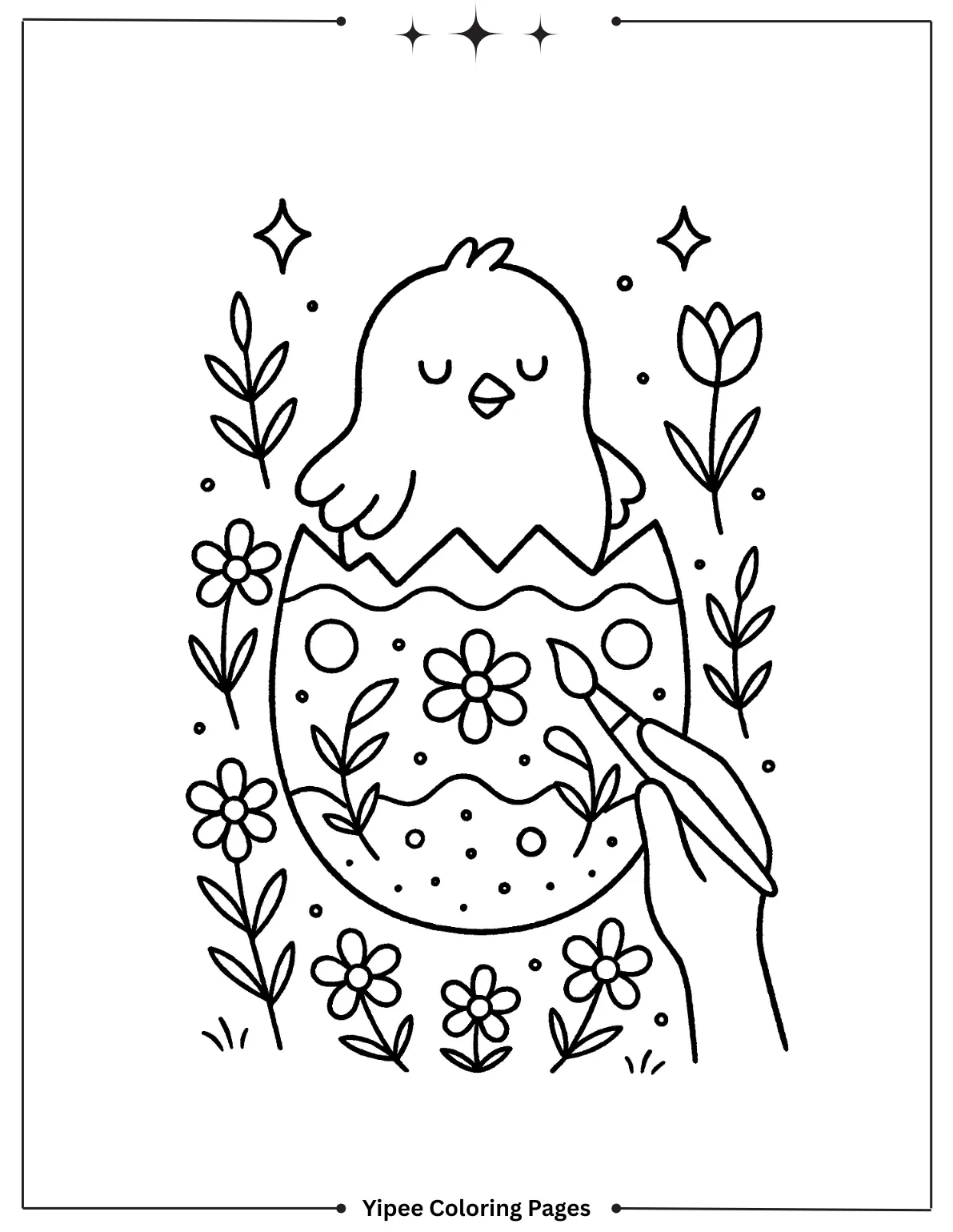 Chick Hatching from Easter Egg Coloring Page