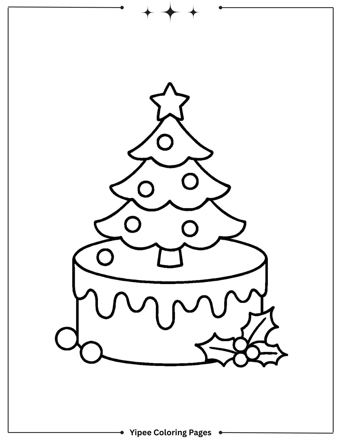 Enchanting Christmas Tree Coloring Pages to Print Christmas tree cake coloring page To All